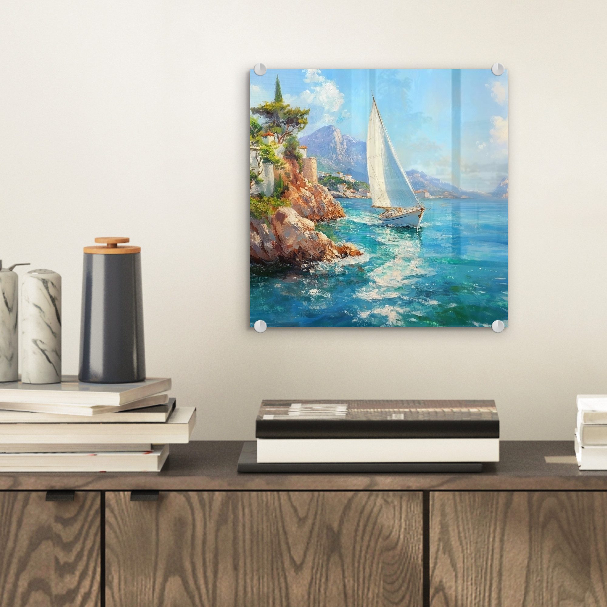 MuchoWow Acrylglasbild Segelboot - Felsen - günstig online kaufen