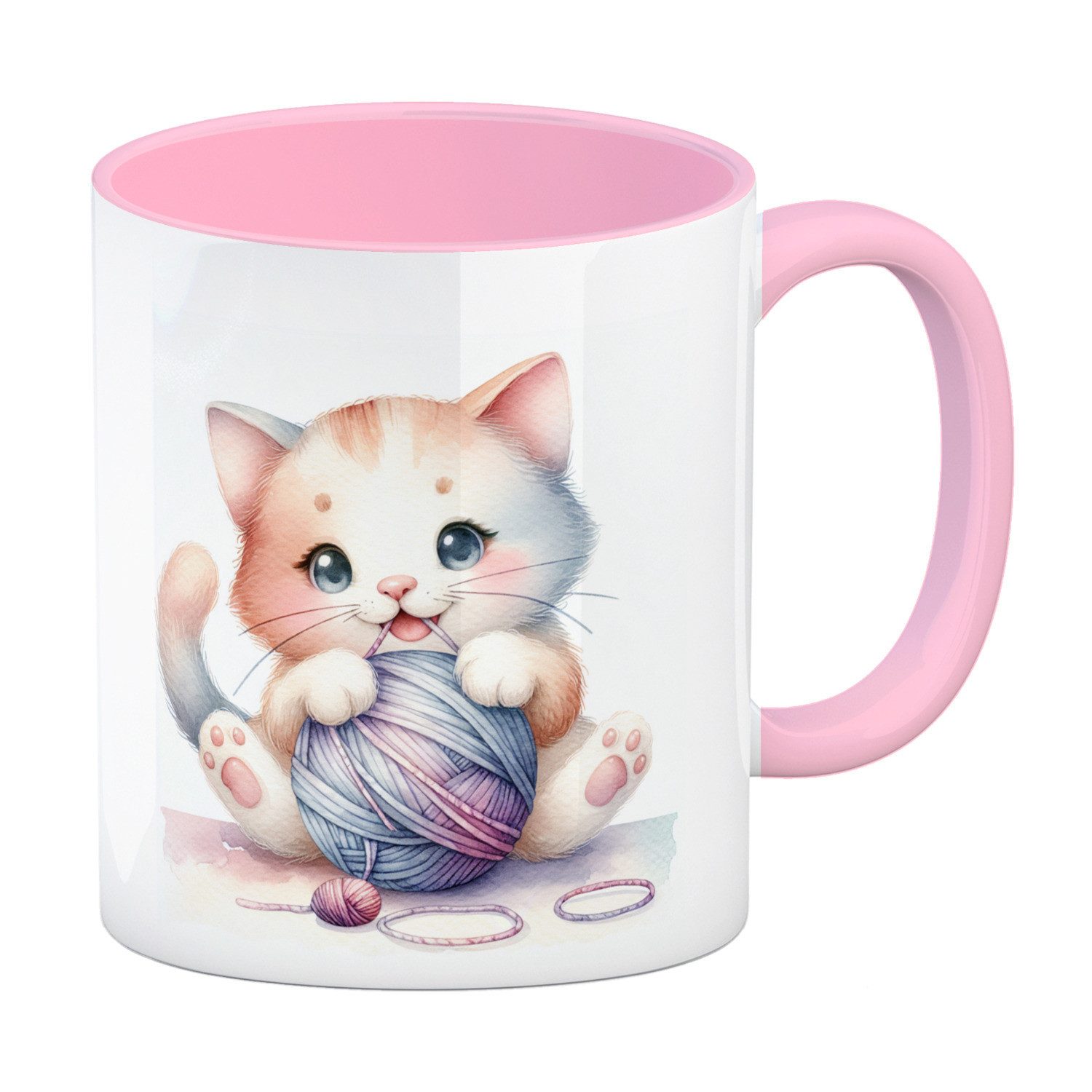 Tasse Katzentasse Kaffeebecher in rosa