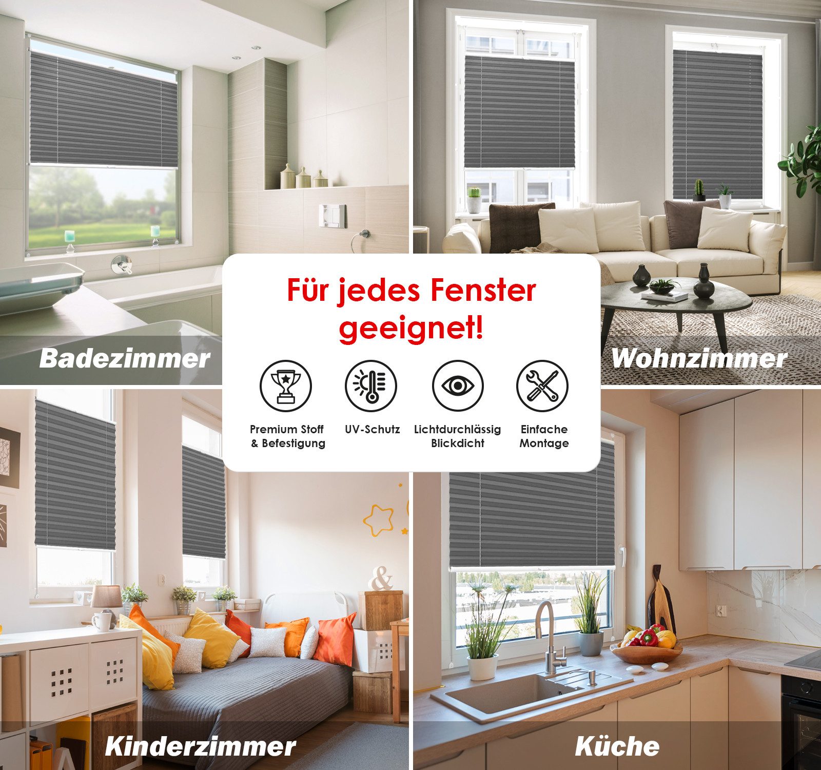 DomDeco Plissee "Calura", blickdicht, Ohne Bohren, Klemmfix, Sicht- und Sonnenschutz, ohne Bohren, Klemmfix, Fixmaß, Klemmträger