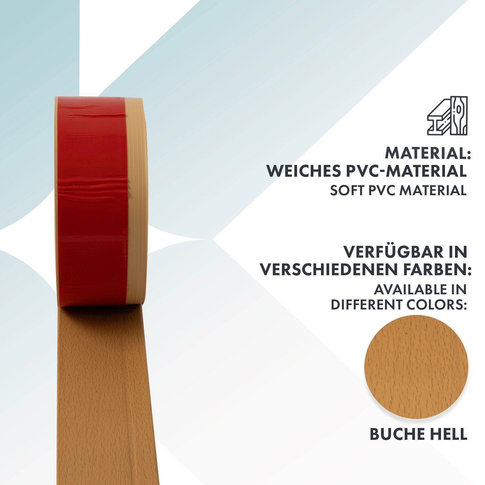Leisten, 2500 cm cm, Sockelleiste 1.5 H: 2 Hannover, Rückseite, Buche-Hell 3 Selbstklebende Farben, Größen, Karat L: