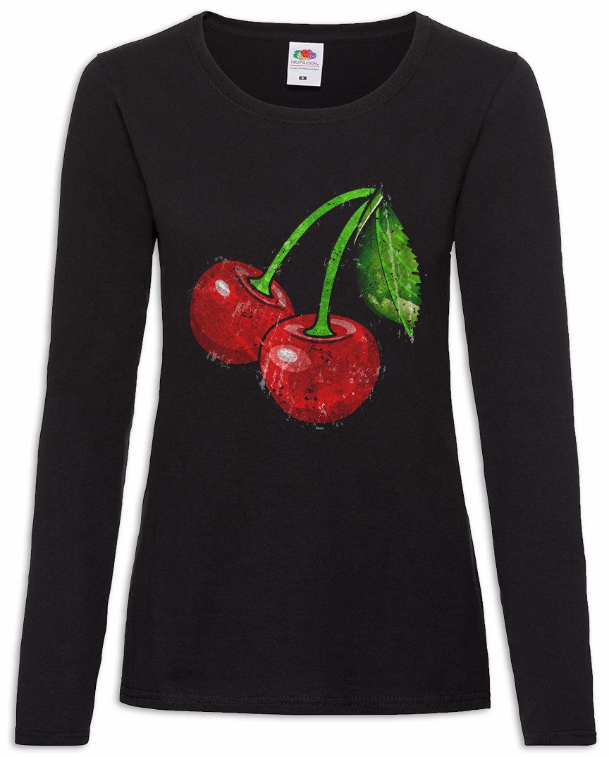Langarmshirt Oldschool Cherries Vintage Logo I Damen Langarmshirt Cherry Rockabilly