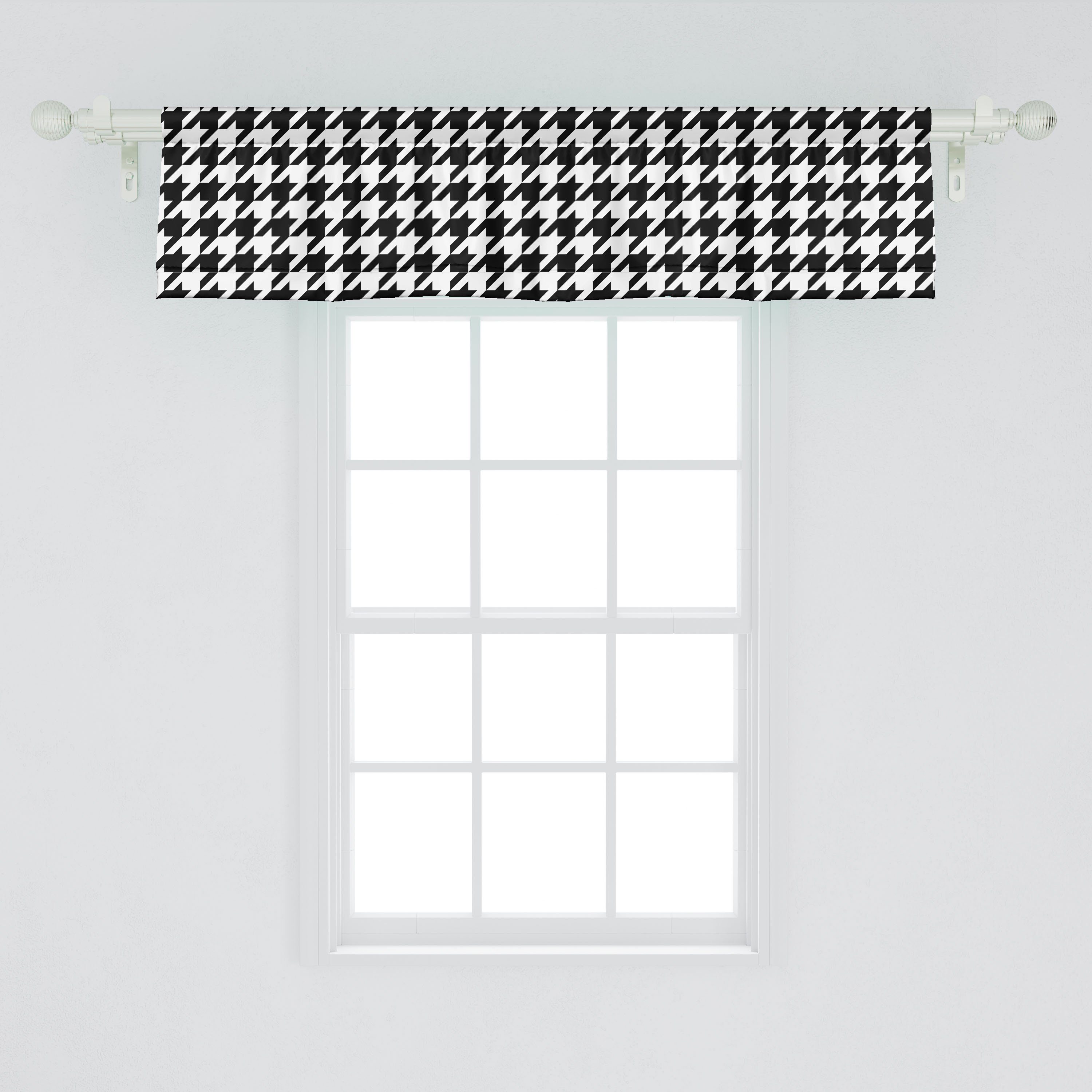 Design Microfaser, Scheibengardine inspiriertes Küche Volant Stangentasche, Vorhang Abakuhaus, Modern Houndstooth Dekor mit Schlafzimmer für
