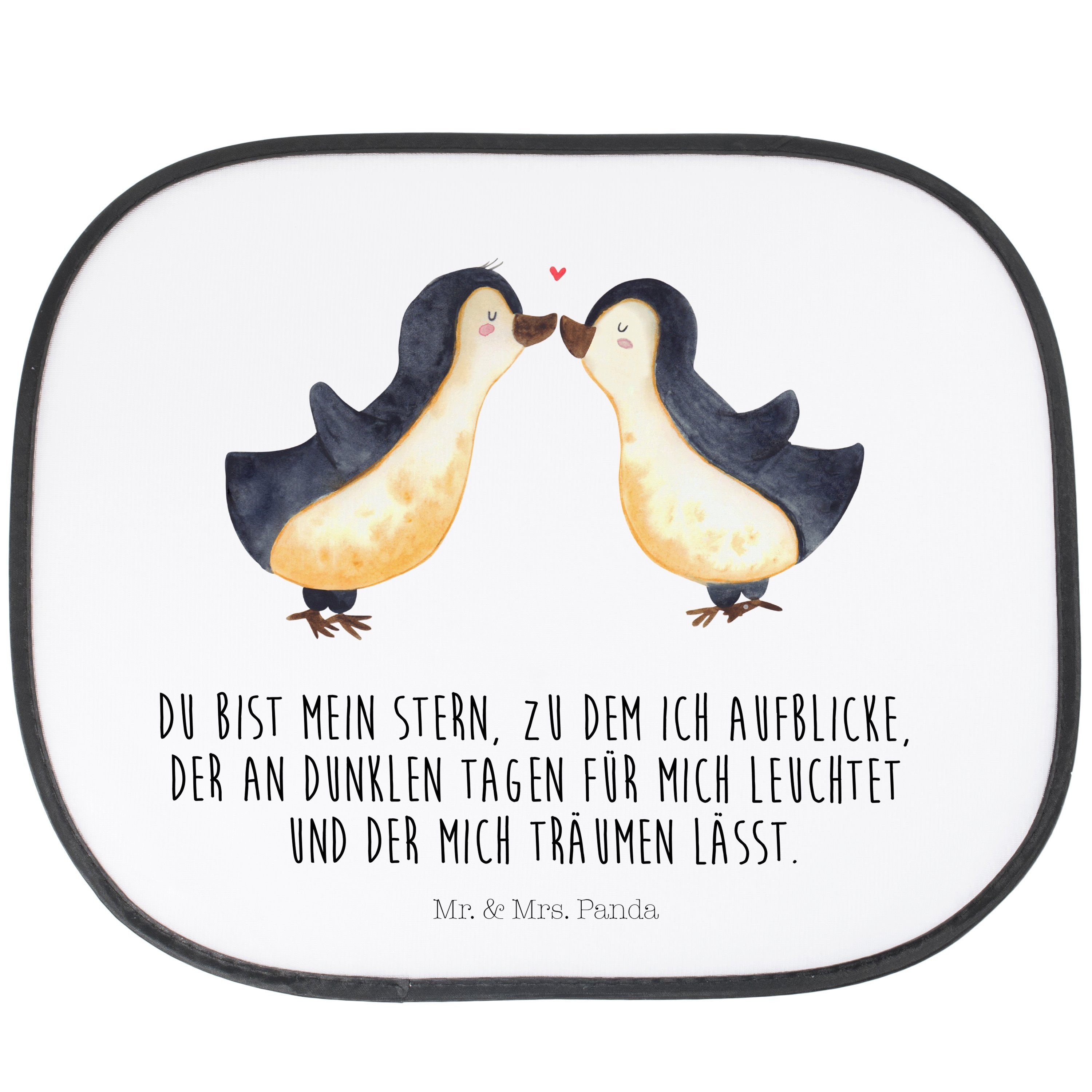 Sonnenschutz Pinguin Liebe - Weiß - Geschenk, Pärchen, Sonnenblende, Auto Sonnensc, Mr. & Mrs. Panda, Seidenmatt