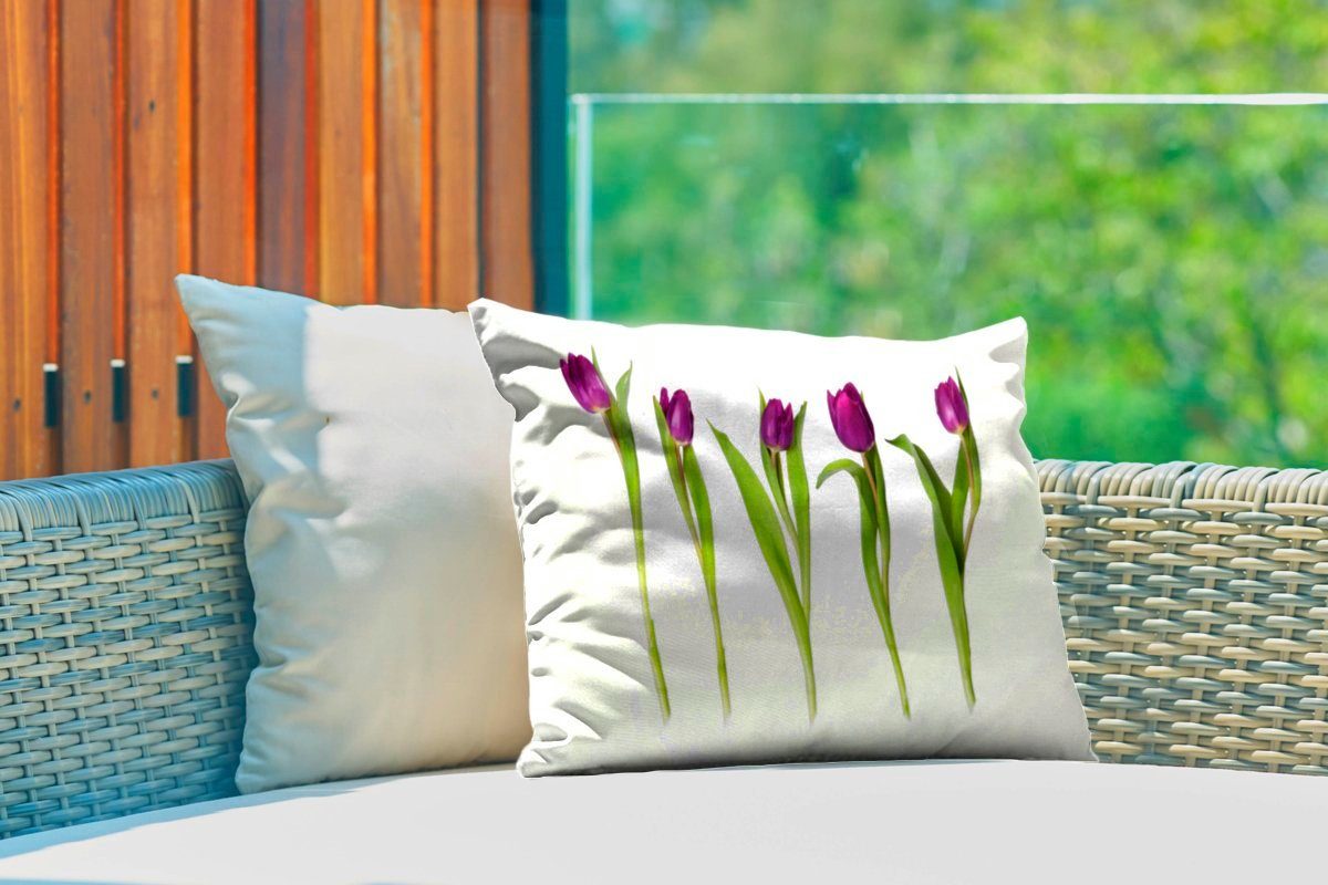 Tulpen Kissenhülle Fünf Polyester, Outdoor-Dekorationskissen, in einer Reihe, Dekokissenbezug, Dekokissen MuchoWow