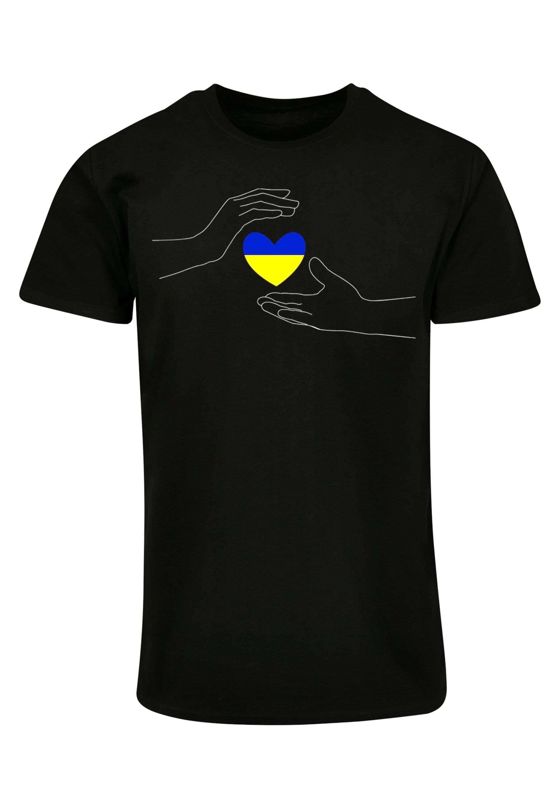 Merchcode Herren Peace T-Shirt (1-tlg) - 2 Heart T-Shirt Black Basic Hand