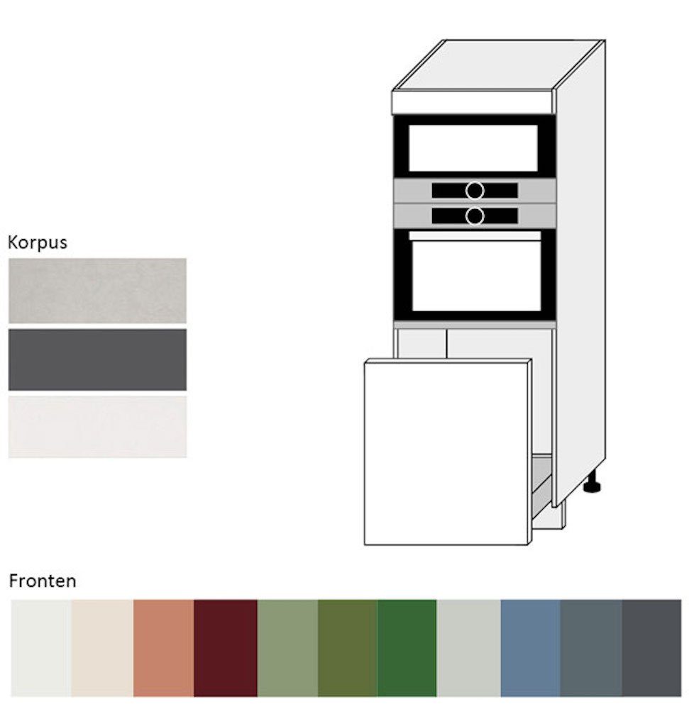 smaragdgrün 1 Florence Feldmann-Wohnen Korpusfarbe Backofenumbauschrank & Schublade wählbar (Florence) RAL Hochglanz 60cm grifflos Front- 6001 (Teilauszug)