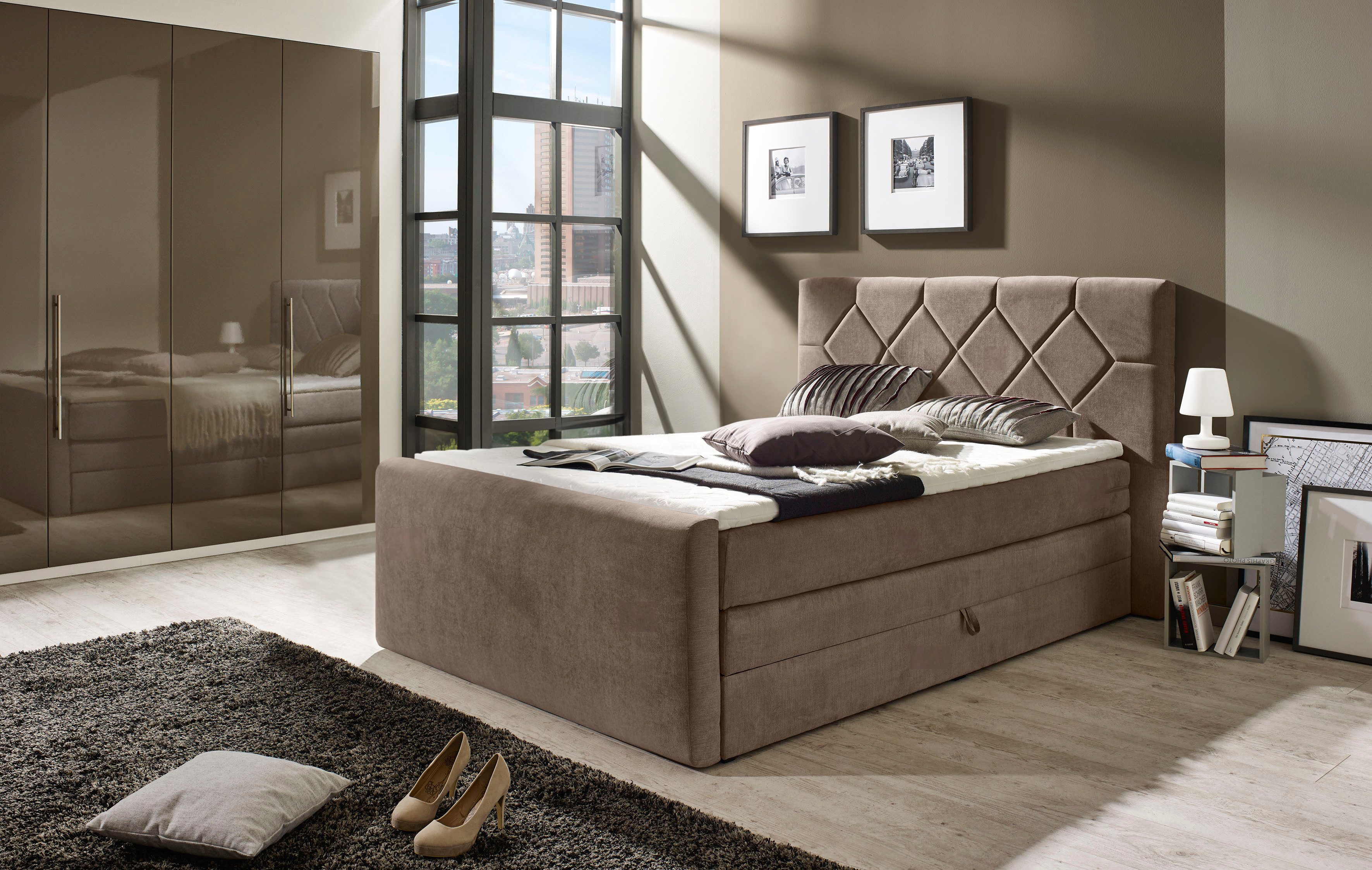 Places of Style Boxspringbett "Atlanta", inklusive Topper und Bettkasten günstig online kaufen