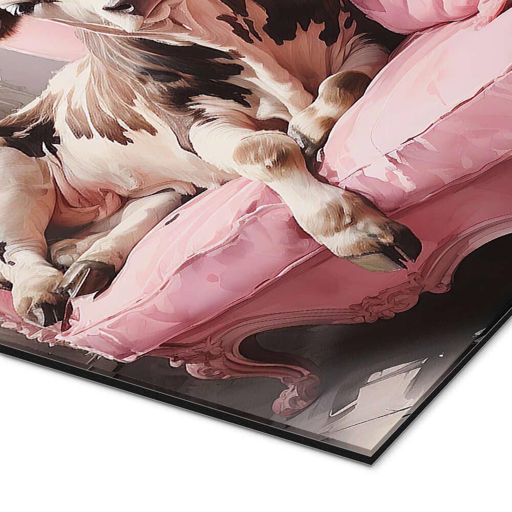 Posterlounge Wandbild Süße Kuh auf rosa Couch, Ryley Gray, erhältlich als Poster, Leinwandbild, Wandsticker oder Acrylglasbild