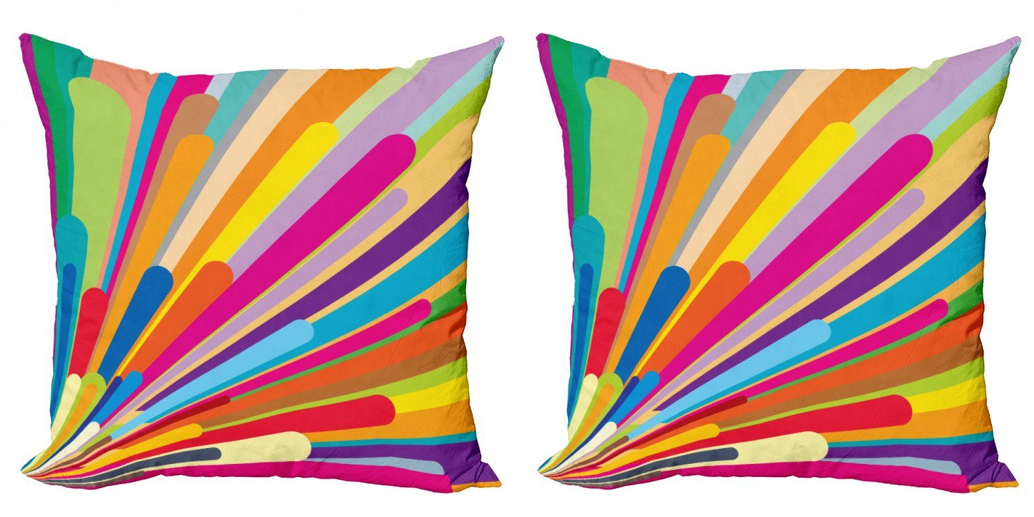 Linien Digitaldruck, Rainbow Accent Stück), von Abakuhaus (2 Modern Doppelseitiger Kissenbezüge Burst Jahrgang
