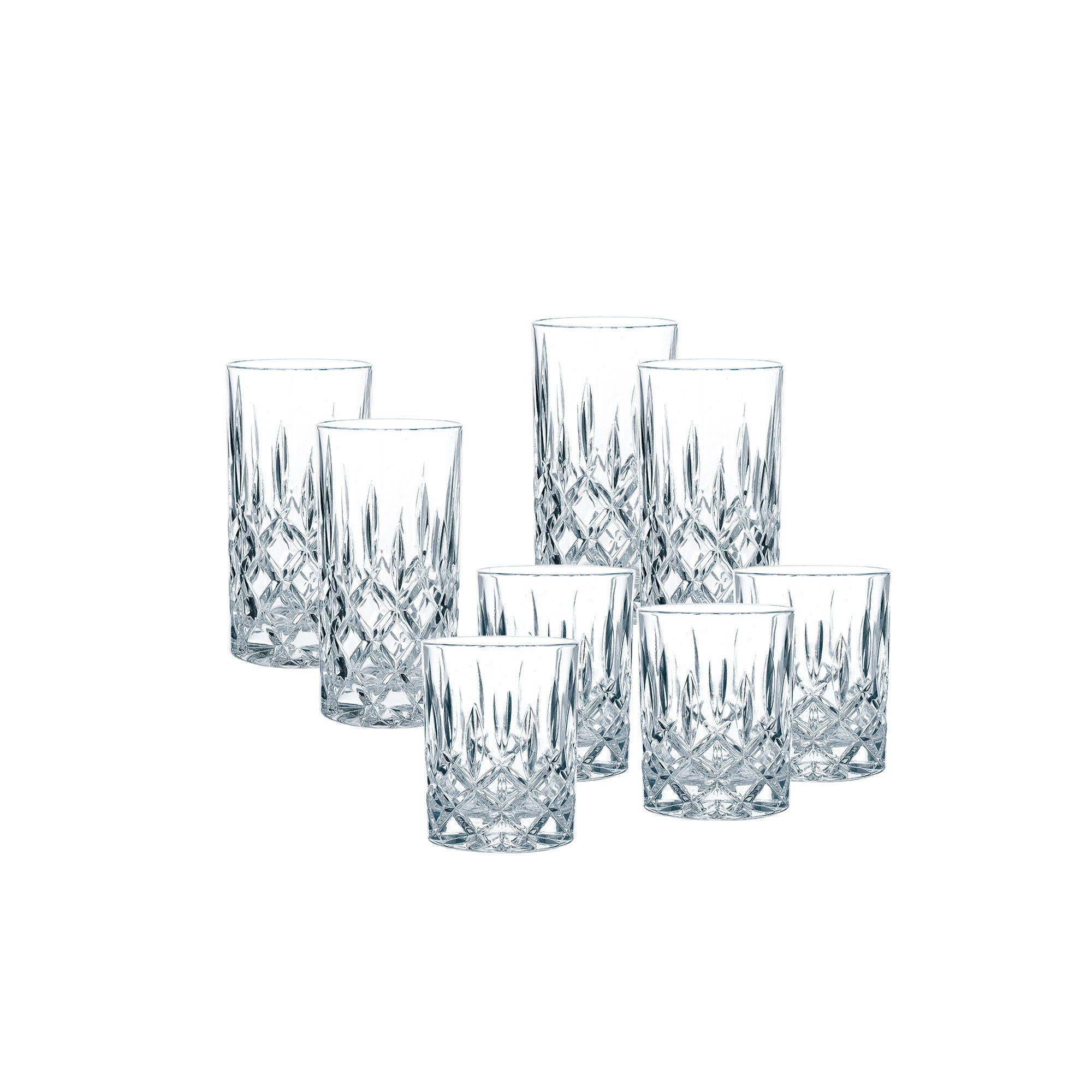 Nachtmann Whiskyglas Noblesse Set 4x Whiskybecher + 4x Longdrink Gläser, Kristallglas