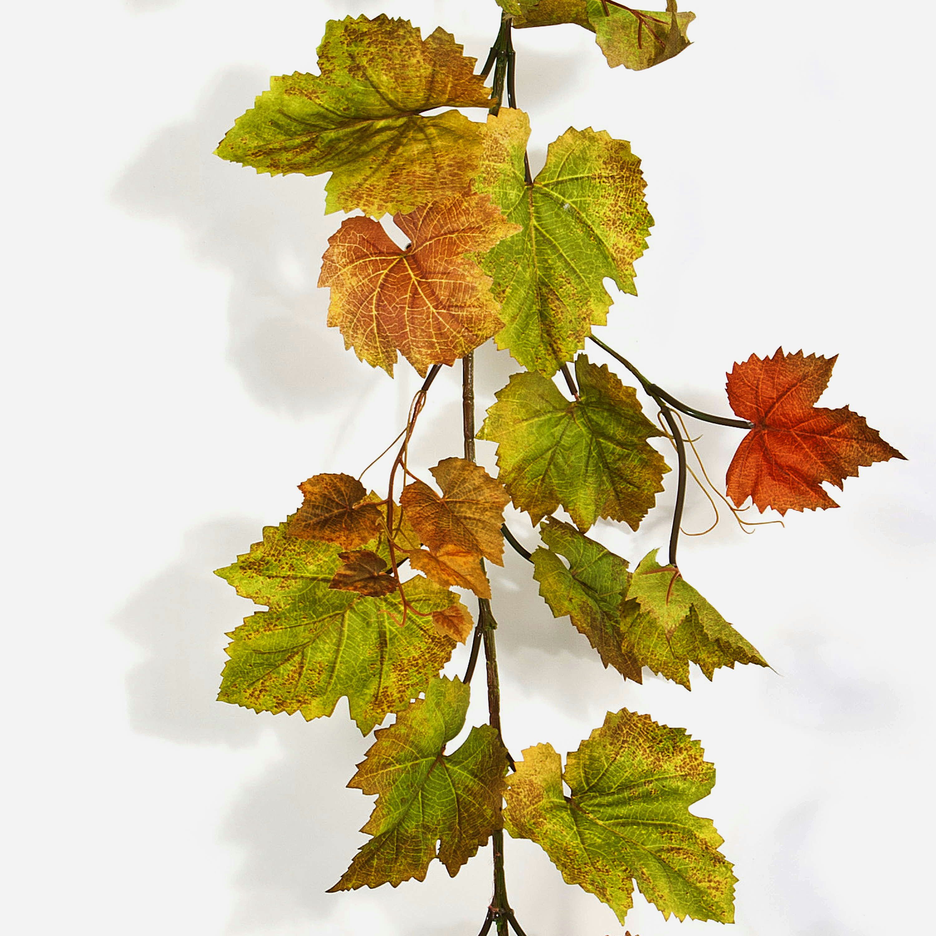 Kunstranke Künstliche Weinblättergirlande Alessia, 62 grün-orange Blätter, 180cm Weinrebe, artplants, Höhe 180.0 cm