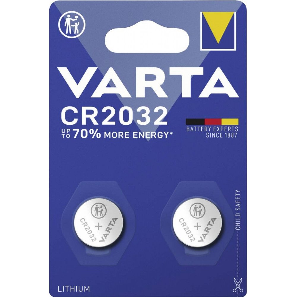 Varta CR 2032 Knopfzelle 2er Blister für Geräte Akku