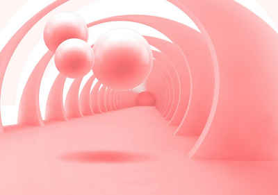 wandmotiv24 Fototapete Korridor 3D Kugeln rosa, glatt, Wandtapete, Motivtapete, matt, Vliestapete