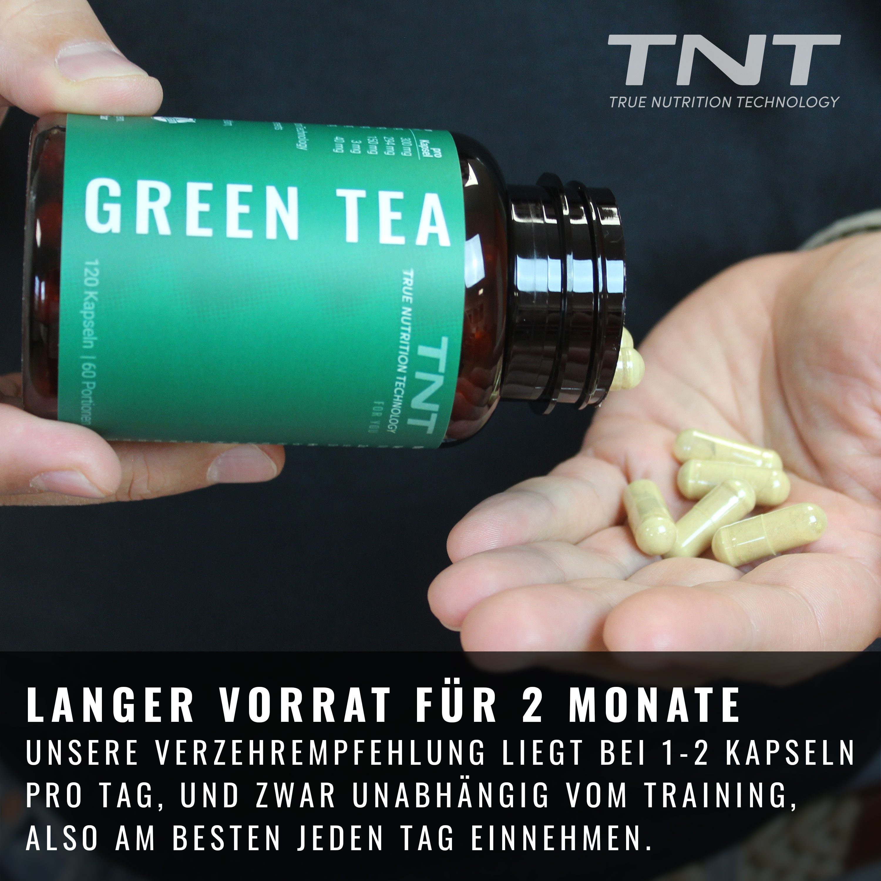 TNT (True Nutrition Technology) Green Tea - hohen EGCG-Gehalt von 150mg/Kapsel Kapseln, 120 St., 72 g