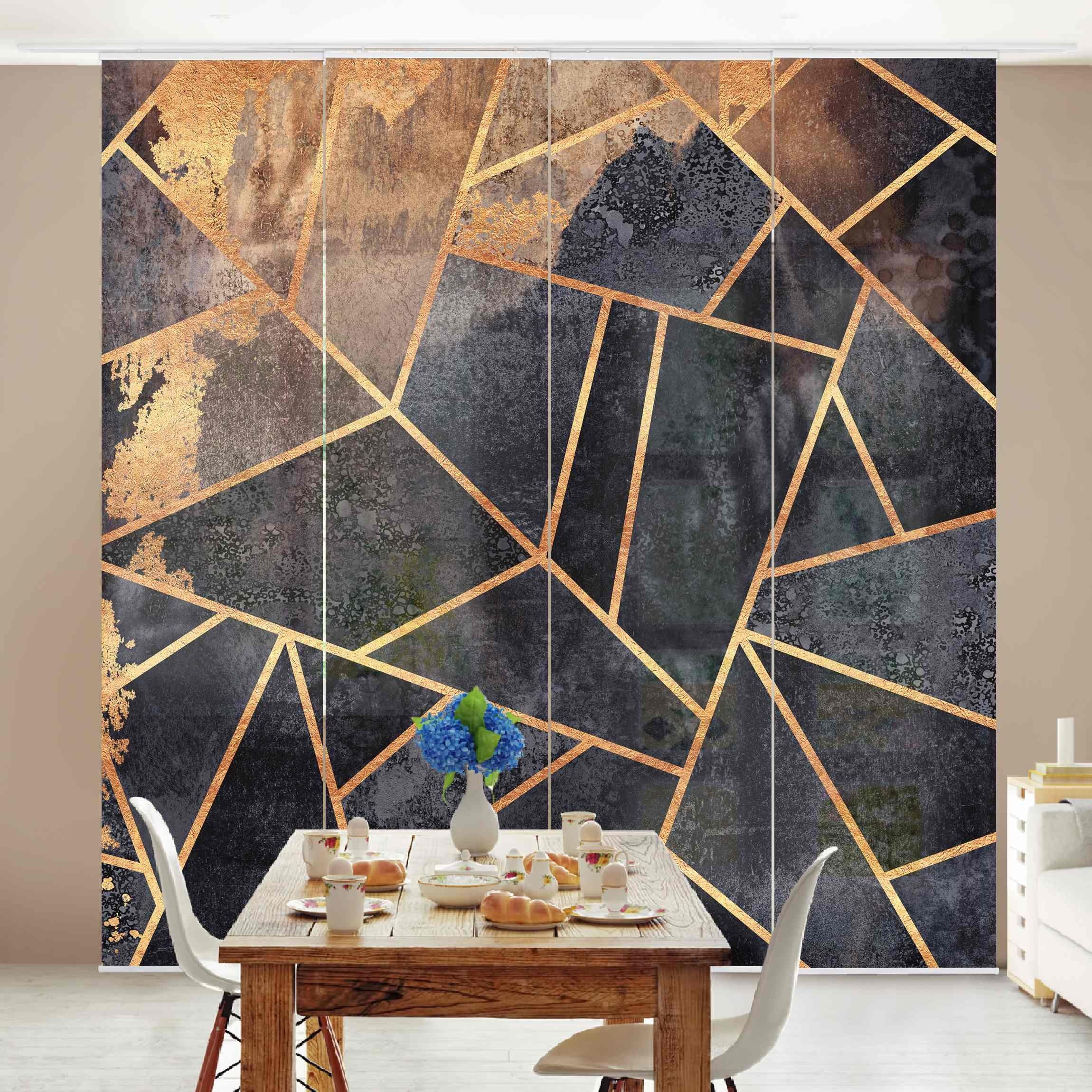 Bilderdepot24 Schiebegardine modern Flächenvorhang blickdicht Onyx günstig online kaufen