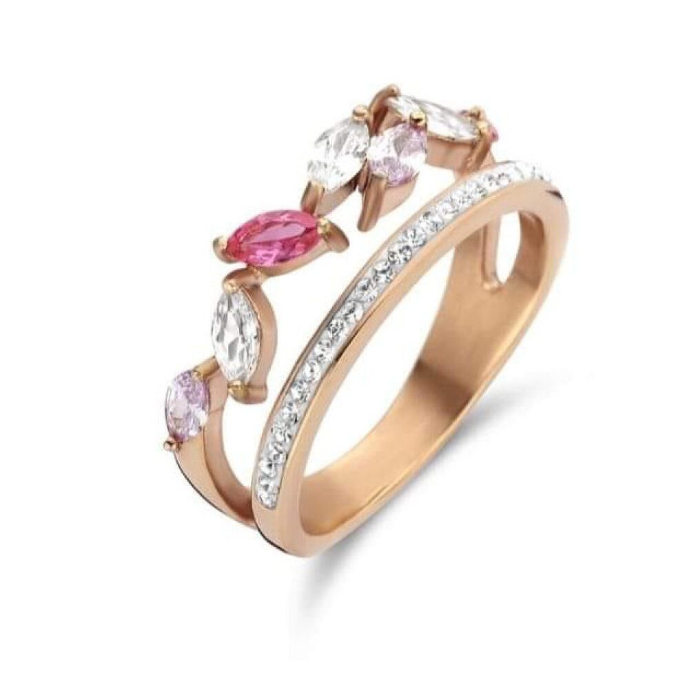 Javoli.com Fingerring Victoria Roségoldfarbener Edelsteinring