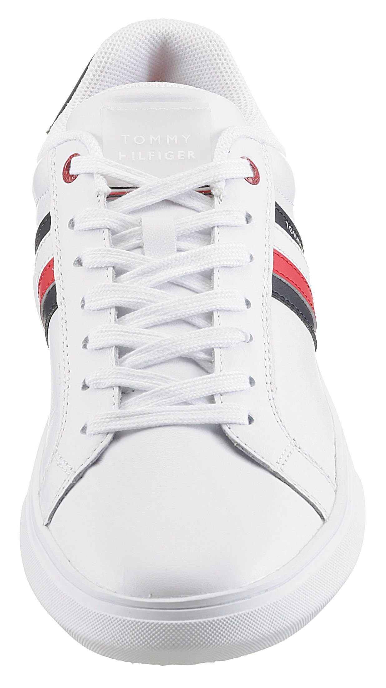 Tommy Hilfiger ESSENTIAL LEATHER CUPSOLE Sneaker mit typischen Streifen, Freizeitschuh, Halbschuh, Schnürschuh