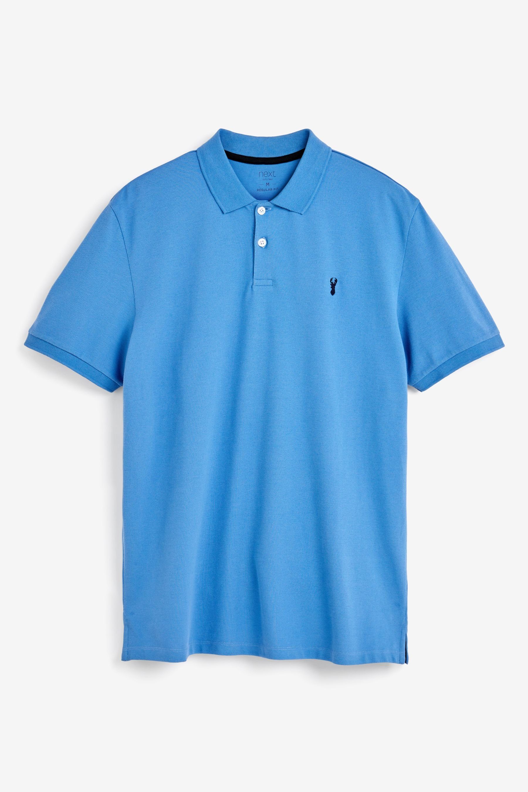 Next Piqué-Polohemd Poloshirt Cornflower (1-tlg) Blue Fit Slim