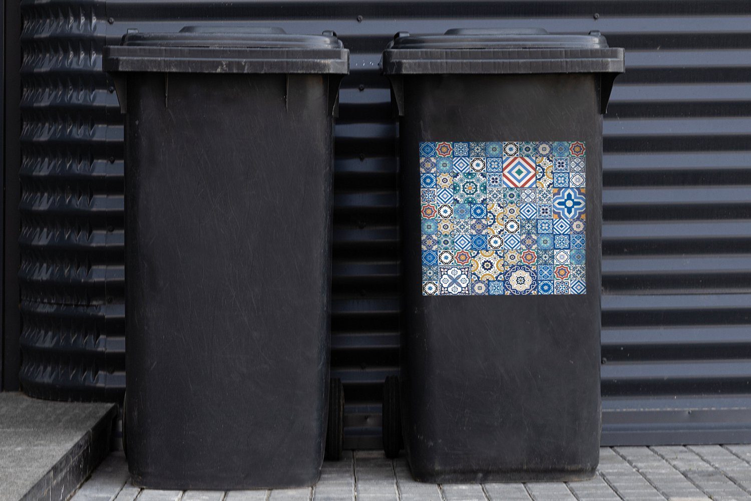 Muster MuchoWow Mülltonne, Abfalbehälter - Wandsticker Formen Mülleimer-aufkleber, (1 Blau Sticker, Container, - St),