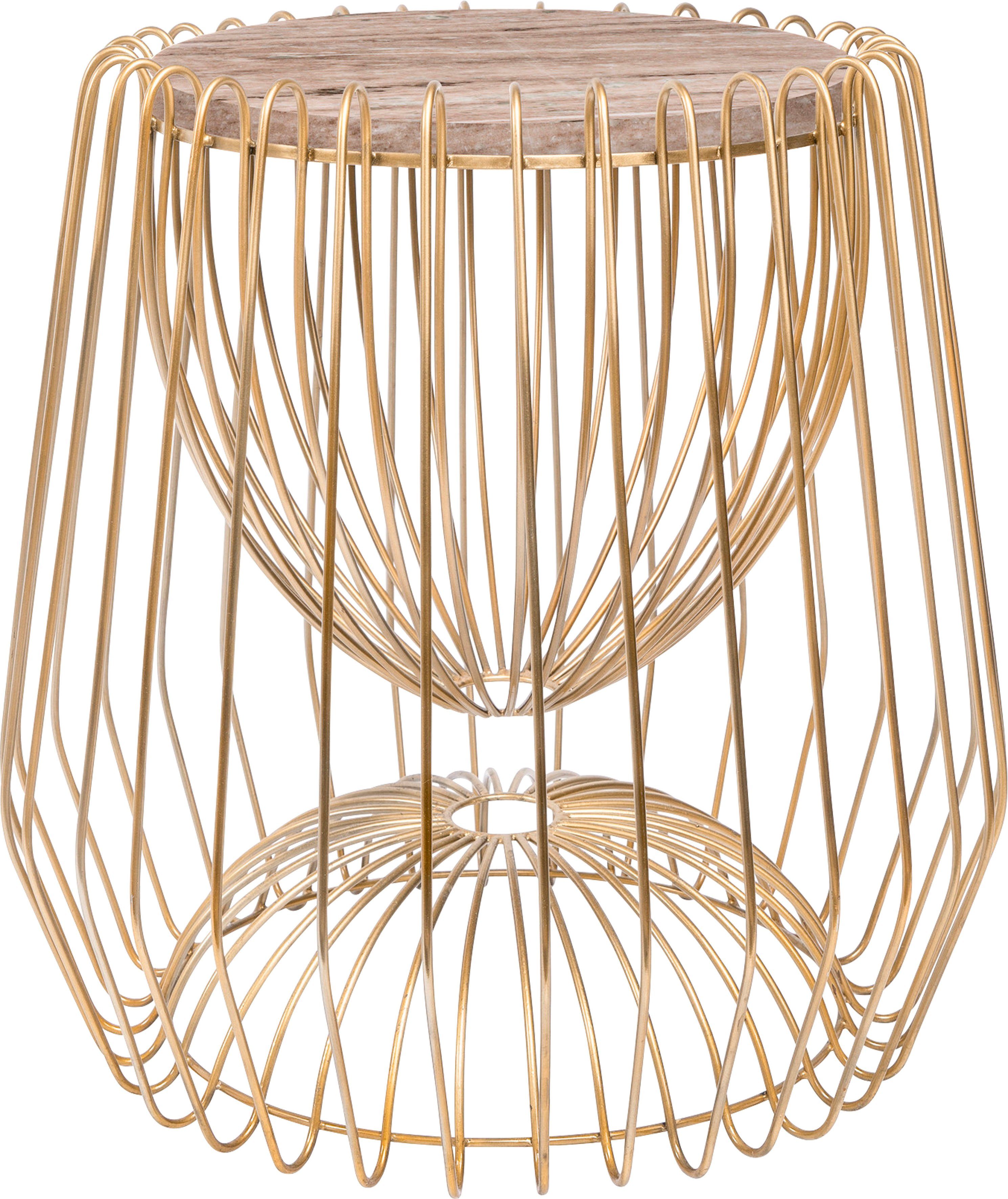 Kayoom Beistelltisch Malibu 225, Beistelltisch mit edler Marmorplatte (1-St), ø-Marmorplatte: 33,5 cm, angesagtes Metalldesign, pflegeleicht