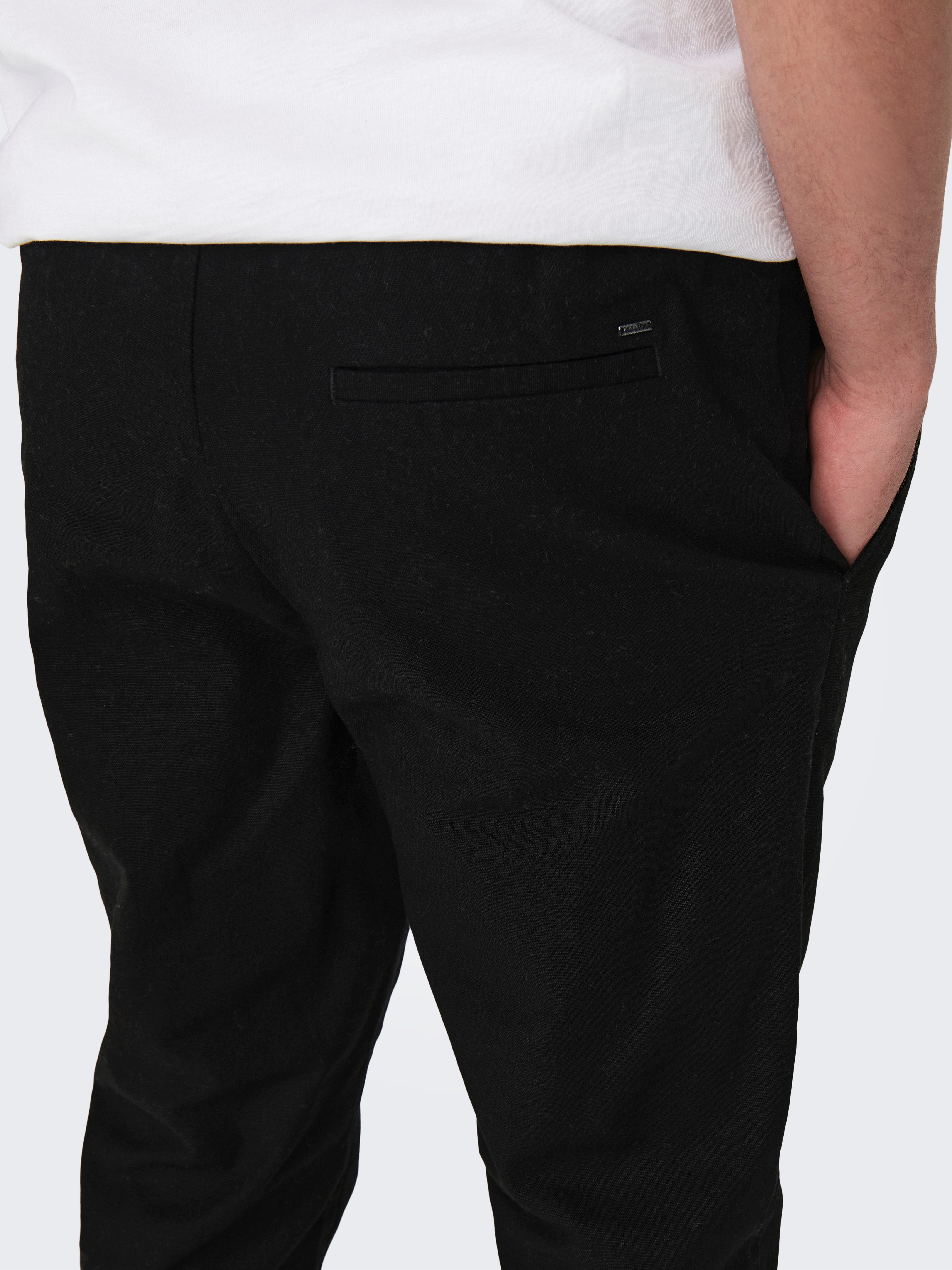 ONLY & SONS Schlupfhose ONSLINUS CROP 0007 COT LIN PNT NOOS Baumwolle mit Leinen, Gummizug und Kordel