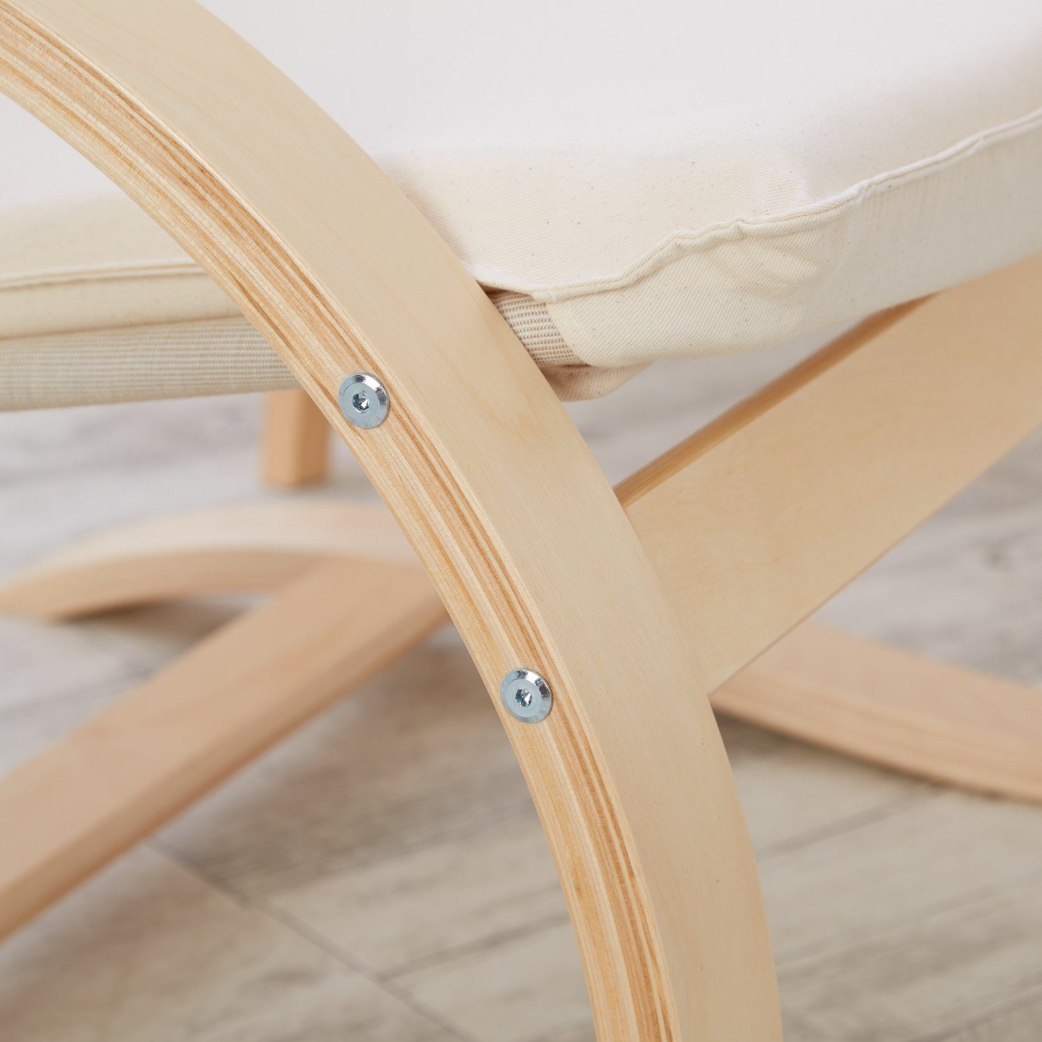 Homestyle4u Relaxsessel Schwingsessel Schaukelsessel Wohnzimmer Beige Schaukelstuhl Kopfstütze (1 Stuhl, 1-St., Stuhl mit Bezug), Bezug abnehmbar, Essstuhl – Bild 3 von 5