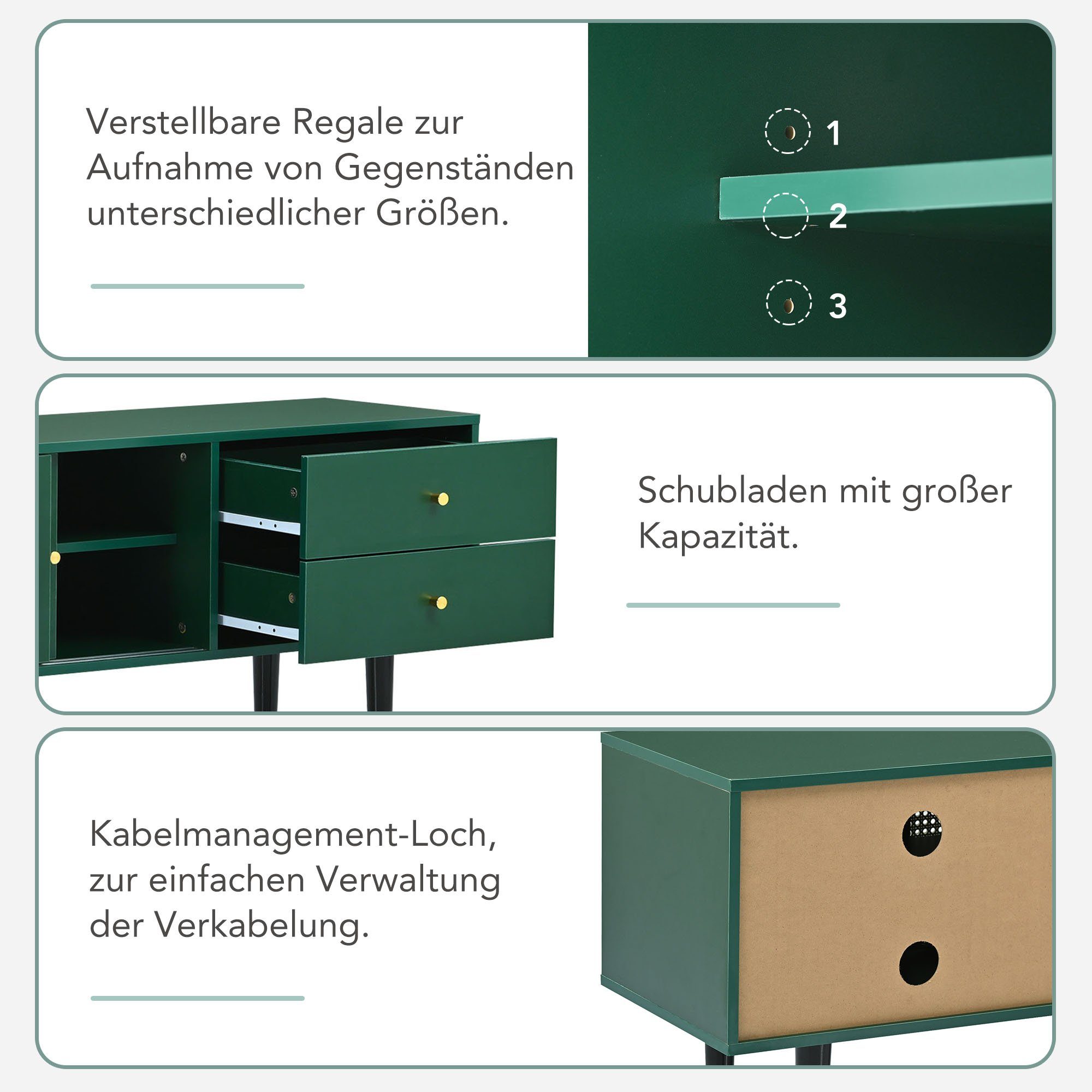 Odikalo TV-Schrank TV-Ständer 2 Rattan-Schiebetüren 2 Schubladen 4 Fächer N günstig online kaufen