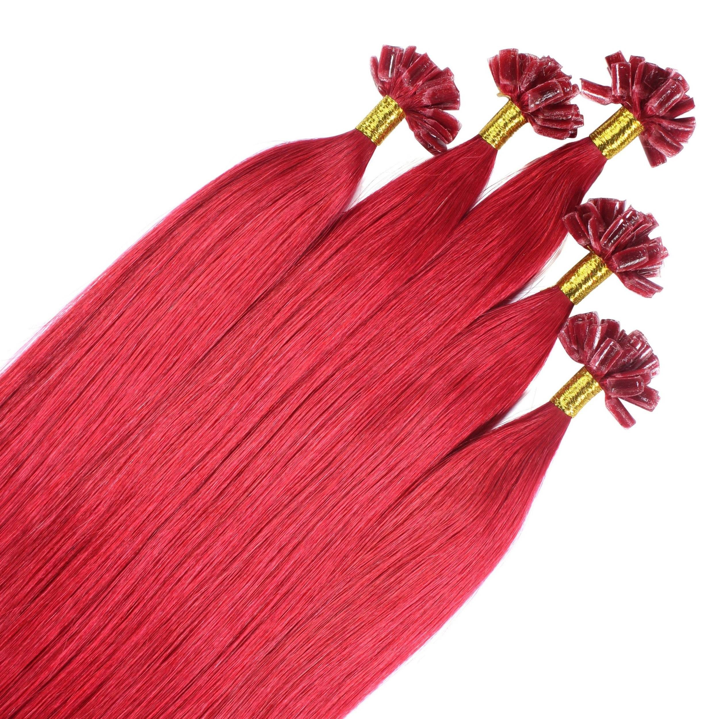 hair2heart Echthaar-Extension Premium Remy Bonding Extensions #0/44 Rot-Intensiv 40cm