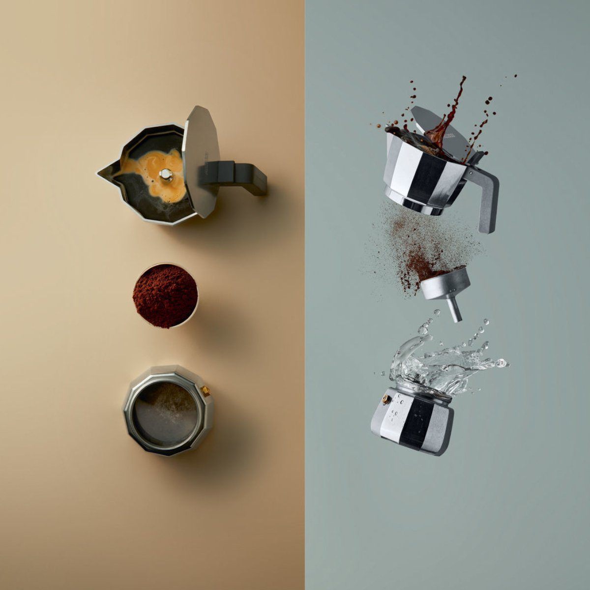 Espressokocher für Nicht Induktion MOKA Alessi 1, Kaffeekanne, Espressokocher modern geeignet 0.07l