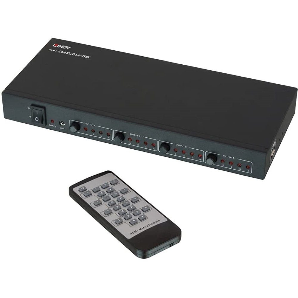 Video schwarz Audio Matrix-Switch - 4 38152 Port x / 4 - Lindy Matrix-Switch HDMI