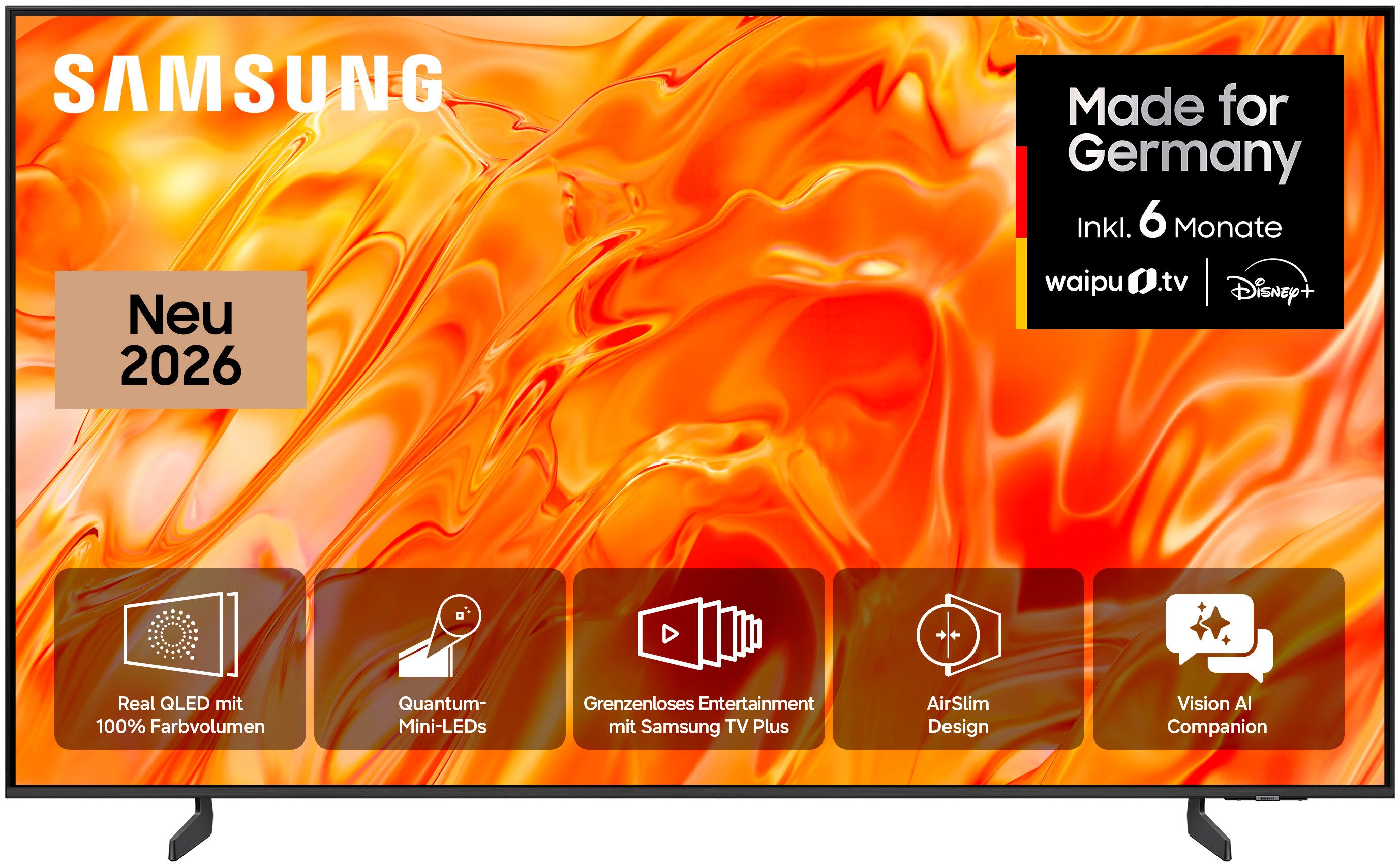 Samsung GQ85QN70HAU QLED-Fernseher (214 cm/85 Zoll, 4K Ultra HD, Smart-TV, Real QLED, Quantum-Mini-LEDs, Gaming Hub mit 144 Hz, Adaptive Sound)