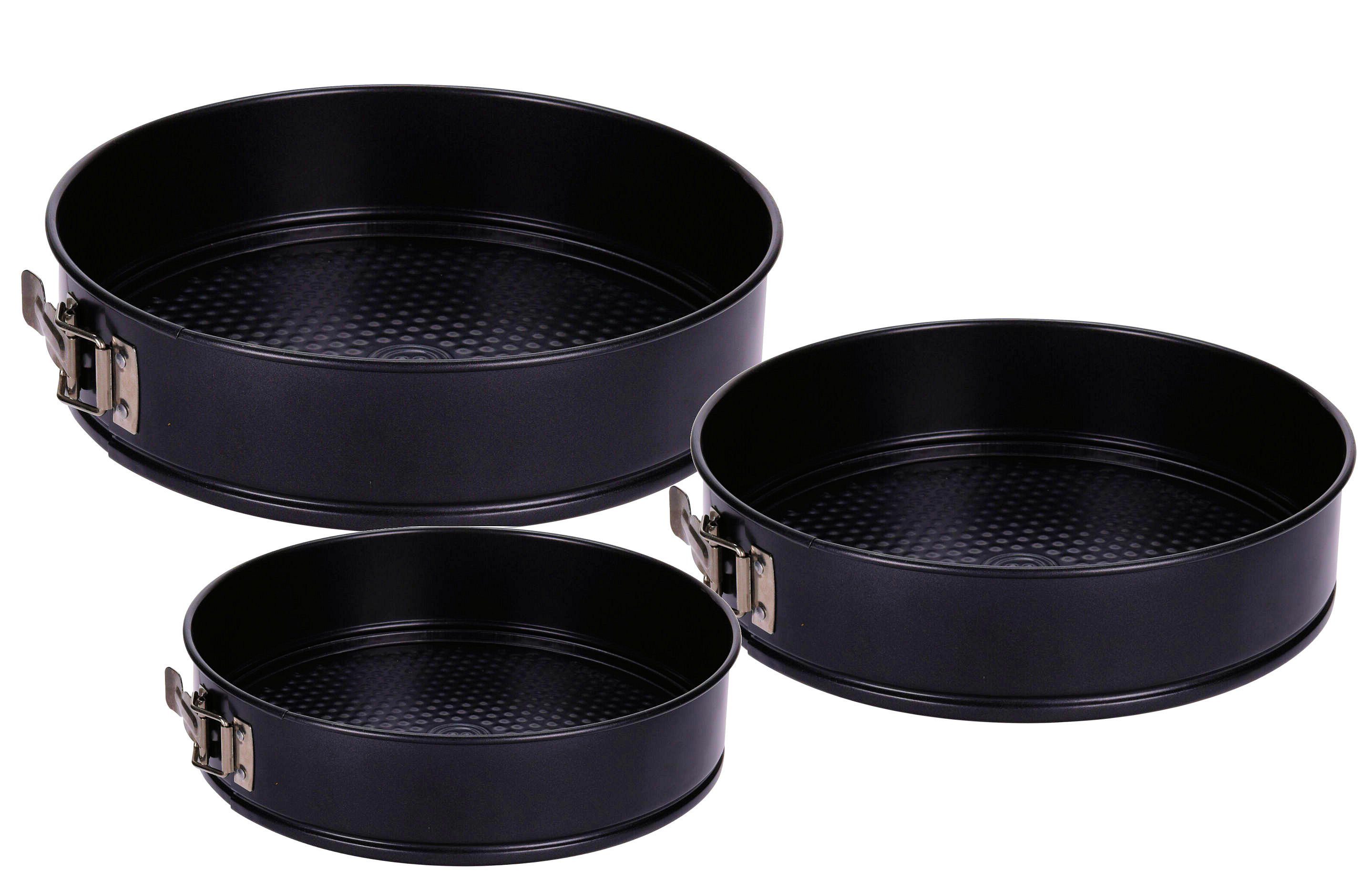 Spetebo Backform Back Springform rund schwarz 3er Set 28-26-24 cm, (Set  3-tlg), Kuchen Backformen mit Antihaft-Beschichtung
