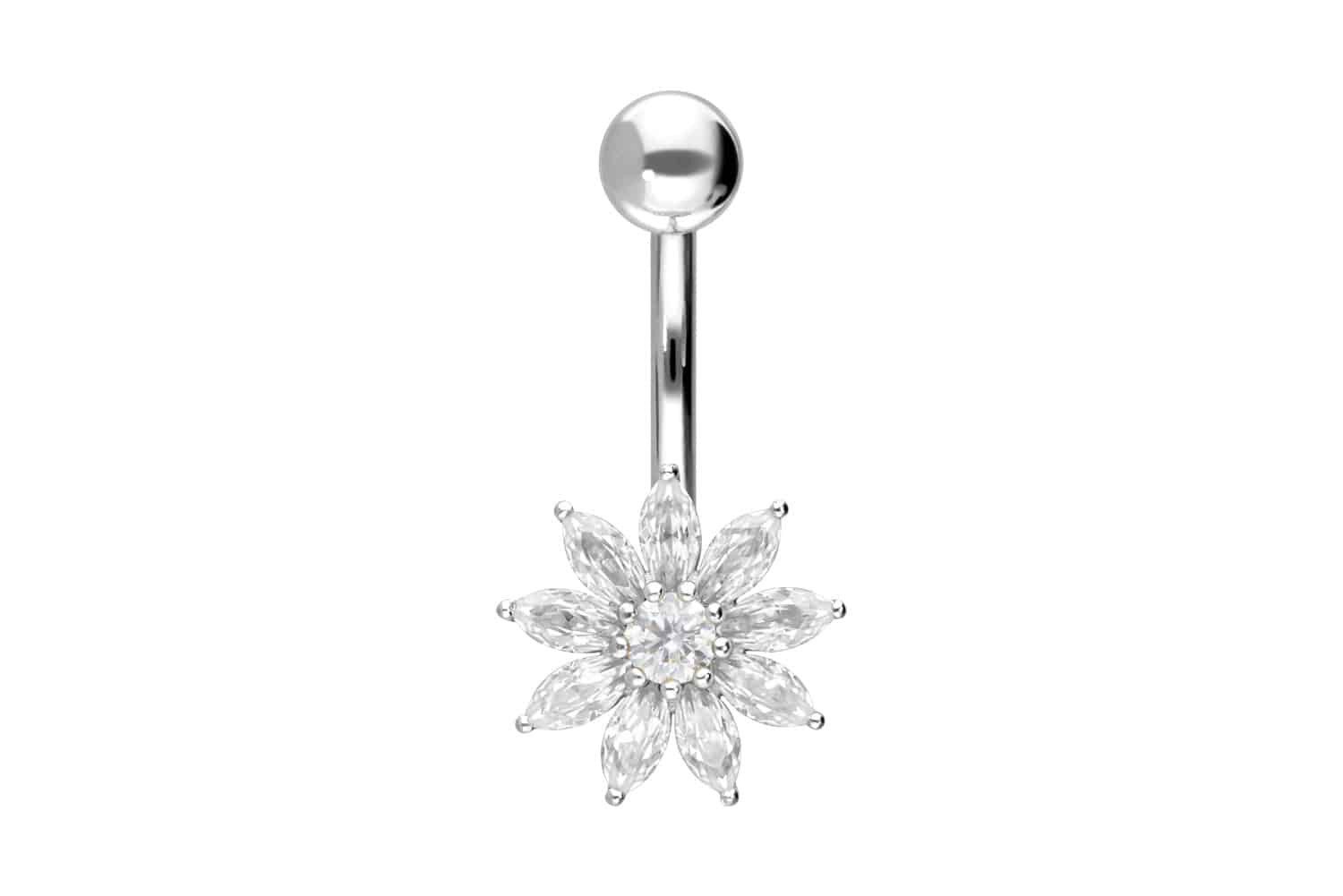 Bauchnabelpiercing 14/18 Karat Gold Bananabell MOISSANIT-BLUME