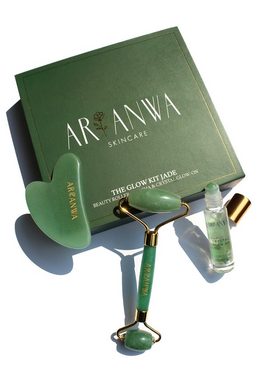 ARI ANWA Skincare Wellness-Pflegeset The Glow Kit Jade I Jade Roller + Gua Sha + Roll On mit Rosenwasser«