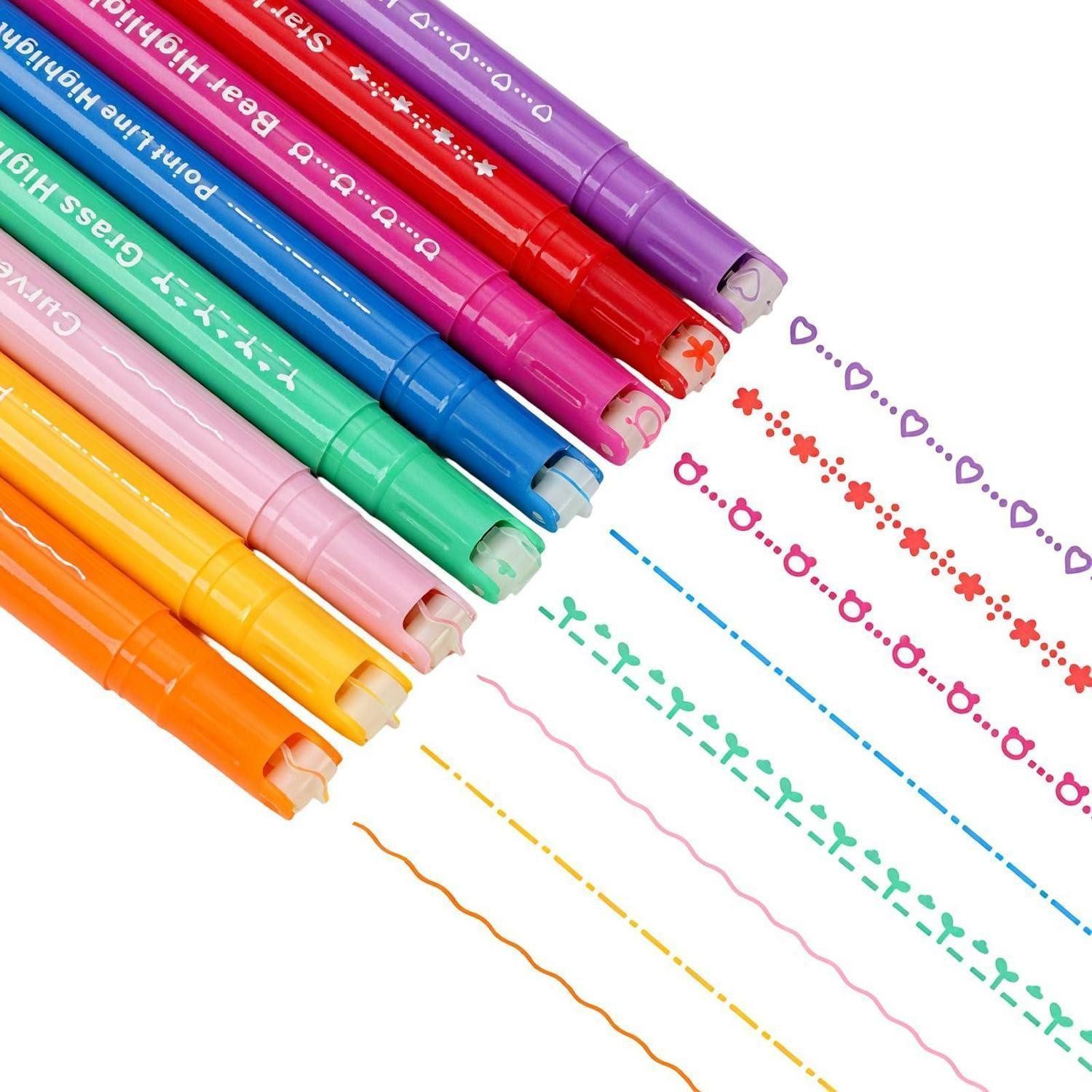 LuxusKollektion Fineliner Curve Marker Stifte Set Doppelspitze 8 Farben