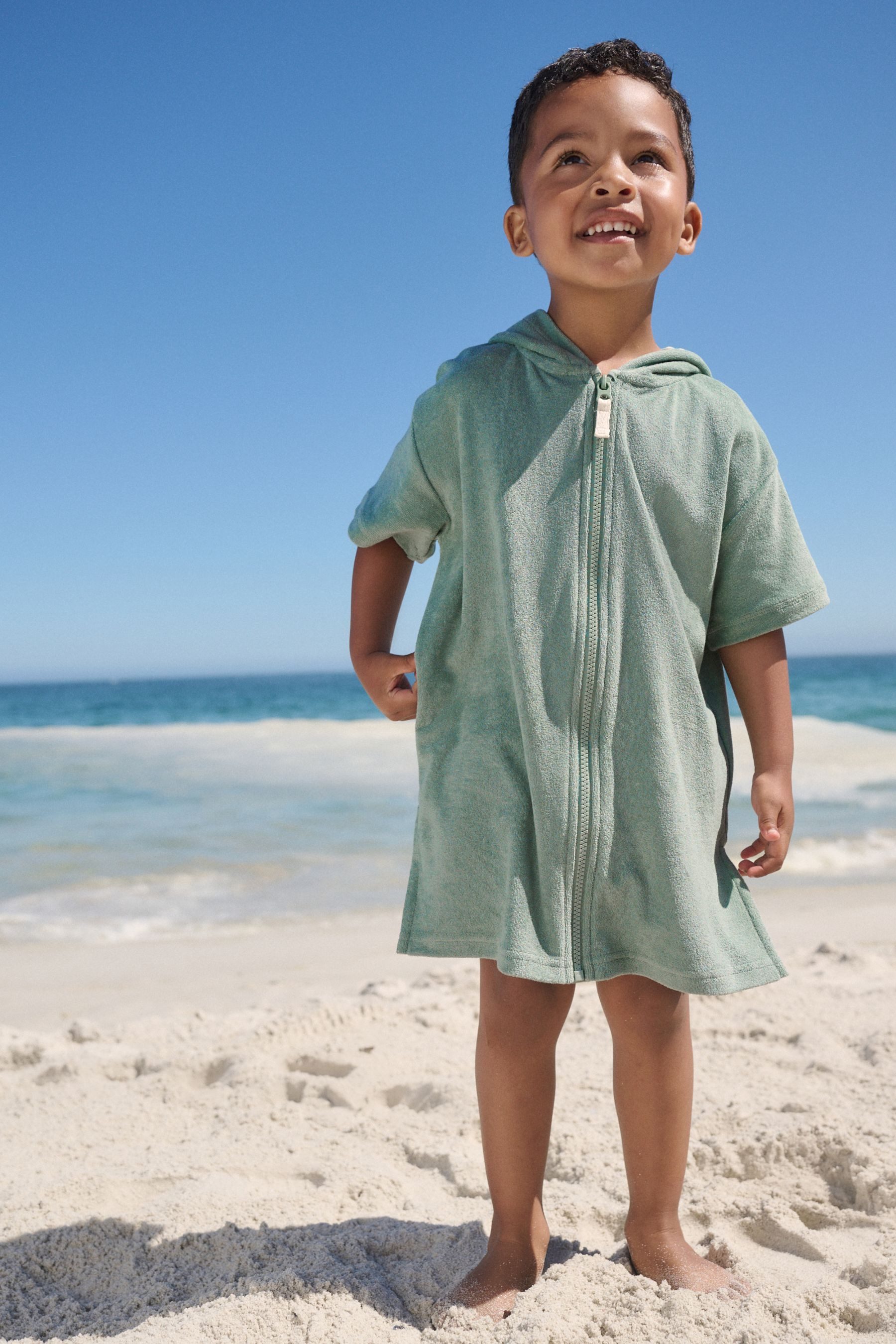 Next Badeponcho Frottee-Cover-up mit durchgehendem Reißverschluss, Baumwolle