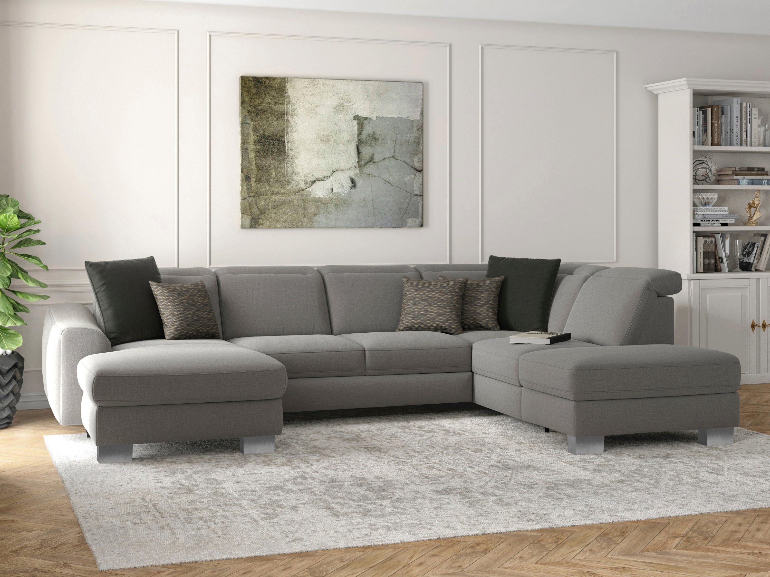 sit&more Wohnlandschaft Dundee U-Form, mit Federkern und Edelstahlfüßen, wahlweise mit Kopfteilverstellung