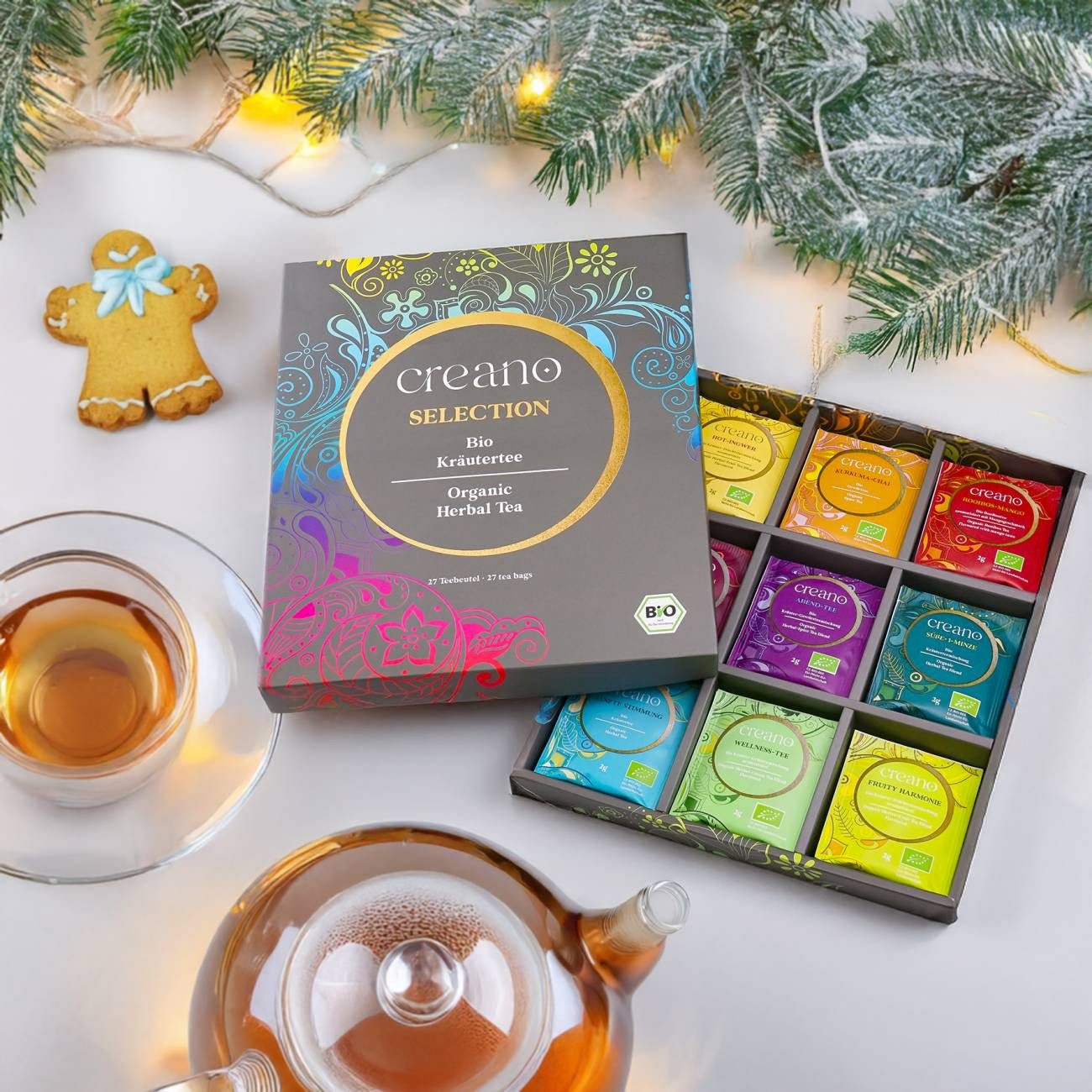 Creano Tee Bio Kräutertee Geschenkset 27 Bio-Teebeutel in 9 Sorten - 54g*, 1 x 27 St.