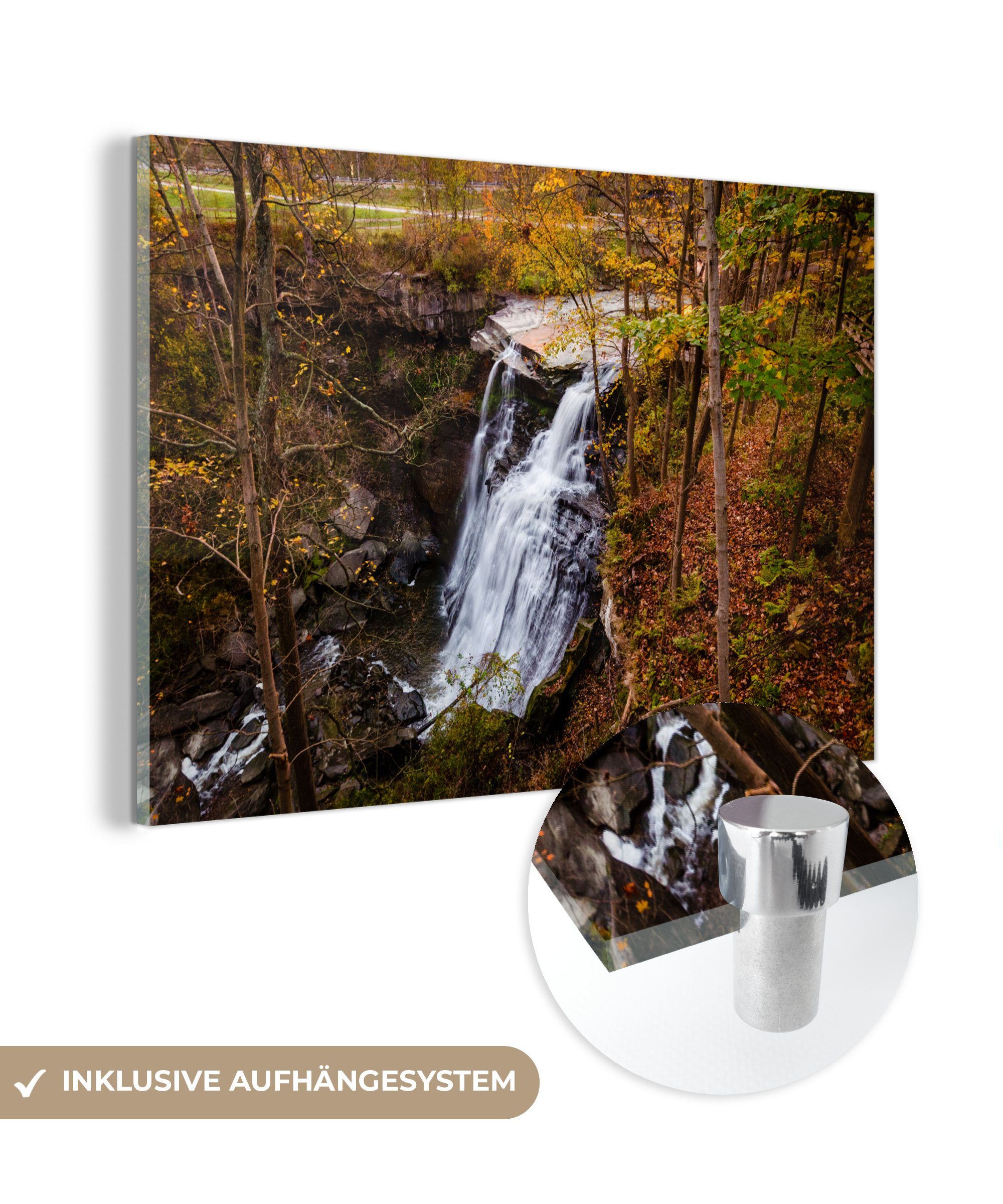 MuchoWow Acrylglasbild Brandywine Falls im Cuyahoga Valley National Park, (1 St), Acrylglasbilder Wohnzimmer & Schlafzimmer