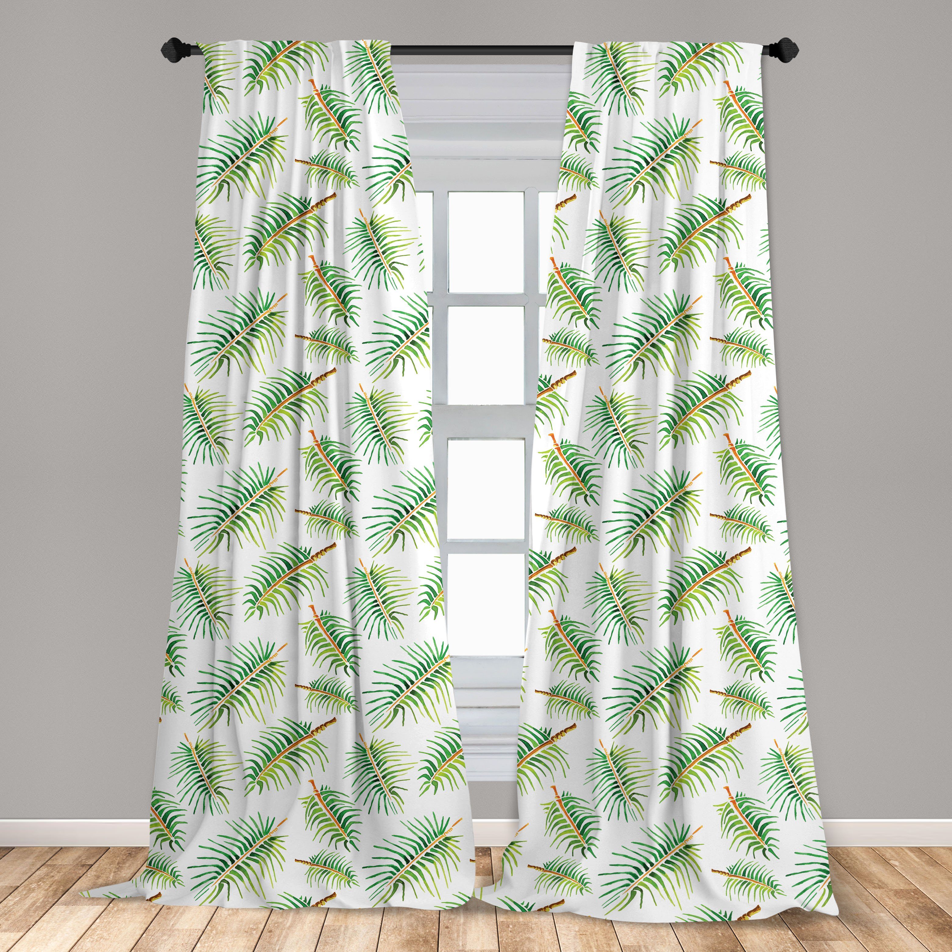 Gardine Vorhang für Wohnzimmer Microfaser, Schlafzimmer Tropical Botanisch Abakuhaus, Aquarell Dekor, Palm