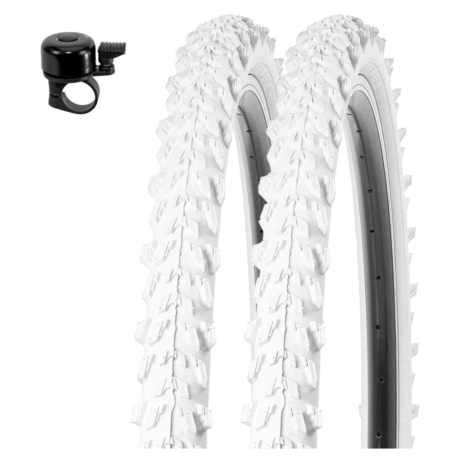 maxxi4you Fahrradreifen 2 x Kenda K-829 MTB 26 x 1,95 (50-559) Weiß inkl. Fahrradklingel