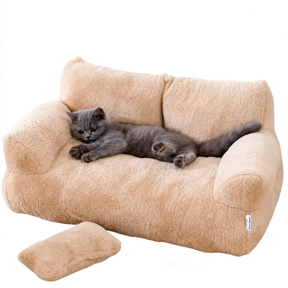 Athlix Tierbett Kuscheliges Haustierbett Katzenbett Sofa weich & formstabil, Weicher Plüsch & Füllung aus PP-Baumwolle