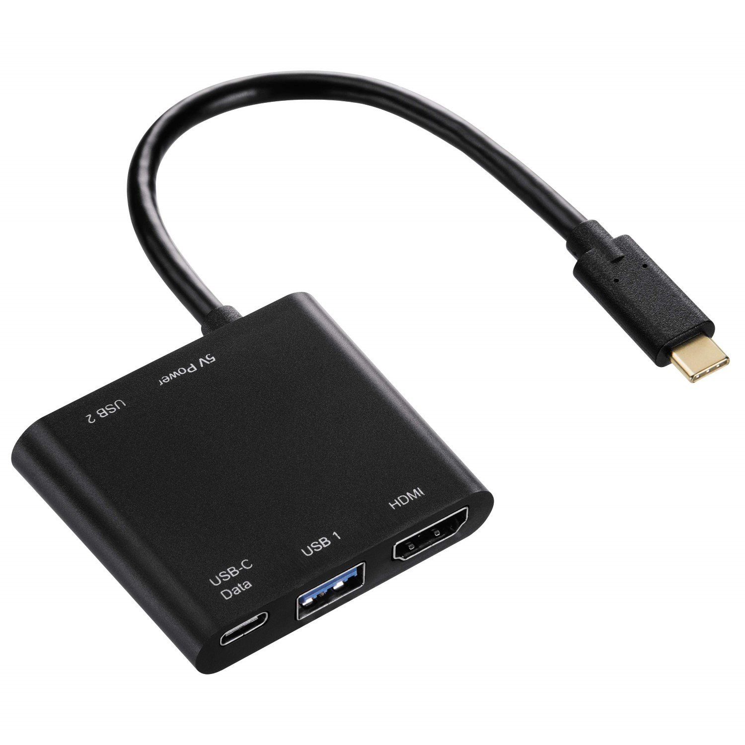 Hama 4in1 USB-C USB-Hub USB Adapter HDMI-Ausgang USB-Kabel, SuperSpeed USB Type-C 3.1 4K HDMI-Port USB-Verteiler Thunderbolt 3