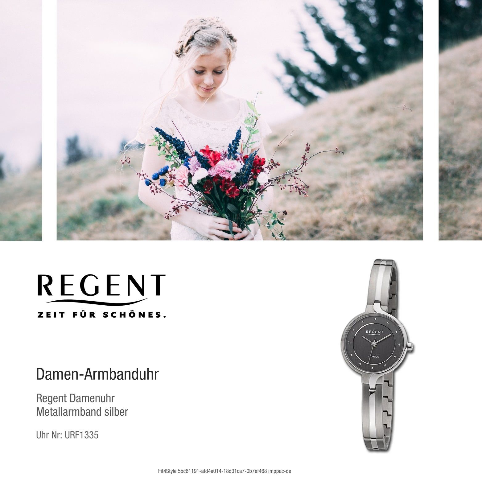 Quarzuhr Analog, (ca. Metallarmband groß Armbanduhr silber, Regent extra Regent Gehäuse, 26mm) Damen Damenuhr rundes