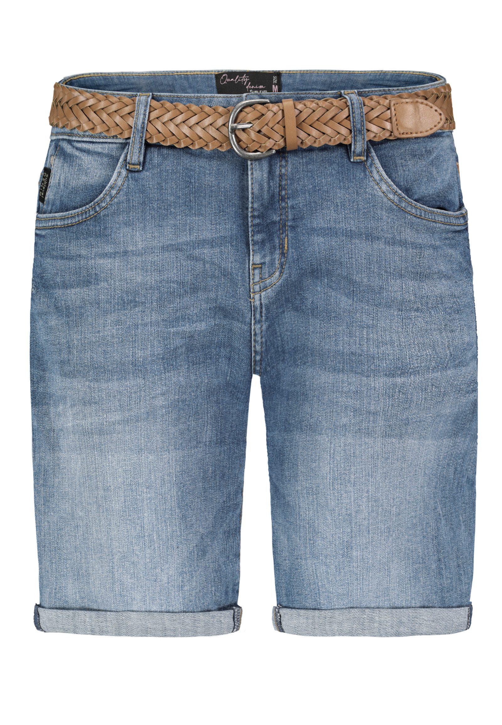 SUBLEVEL Bermudas Damen Jeans Shorts Bermuda Kurze Hose Shorts Short Denim Stretch Denim