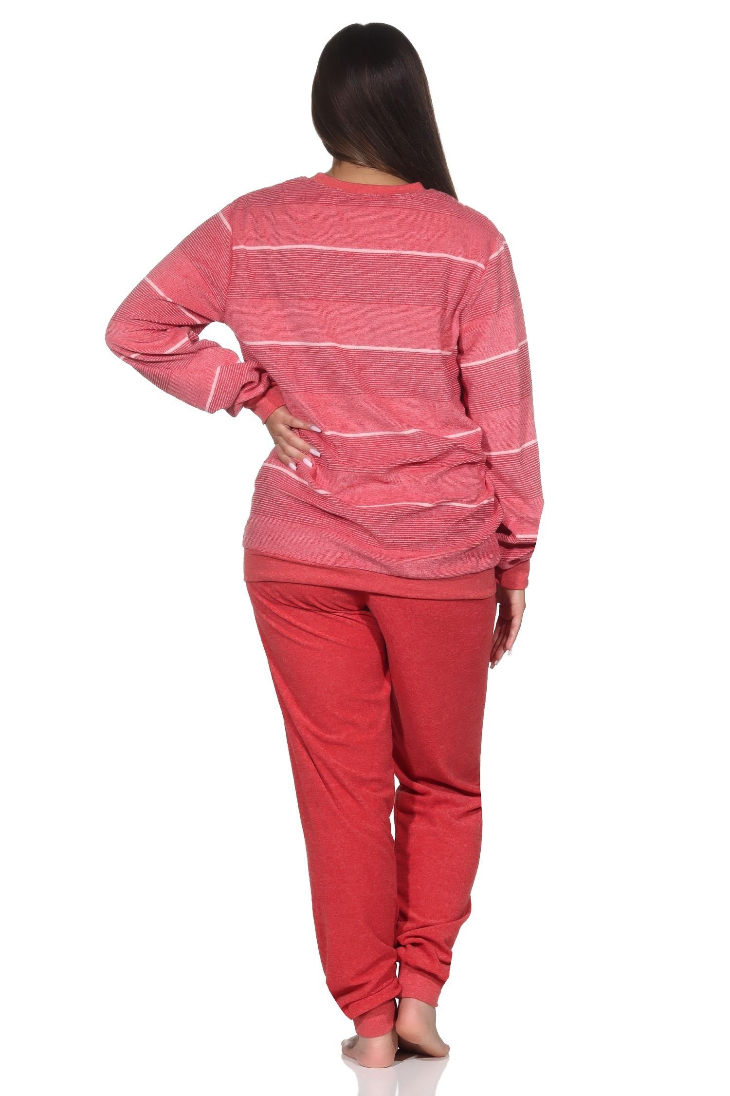 Normann Pyjama mit elegantem Streifendesign Bündchen Schlafanzug Frottee Damen in