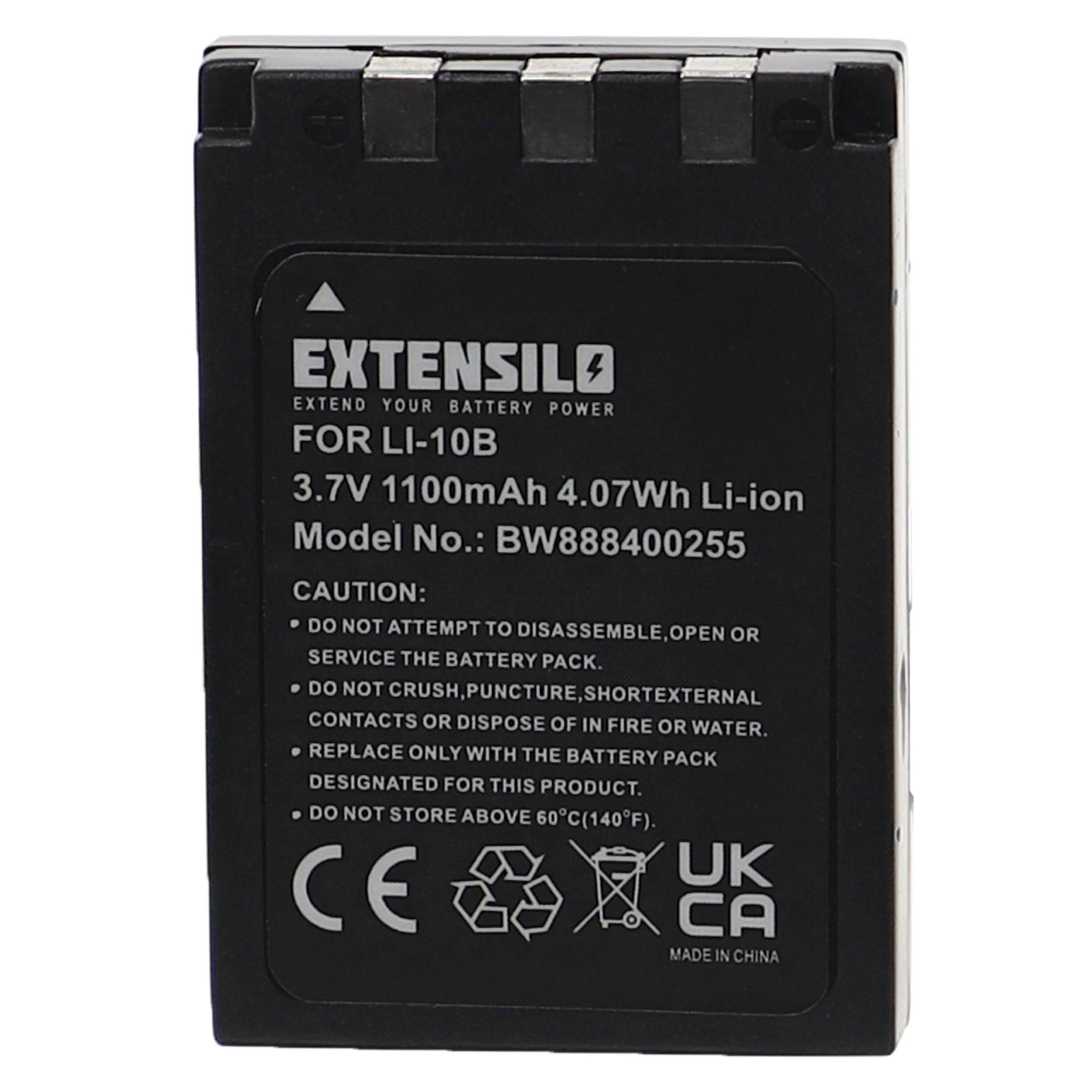 Extensilo Ersatz für Olympus Li-12B, Li-10B für Kamera-Akku Li-Ion 1100 mAh (3,7 V)