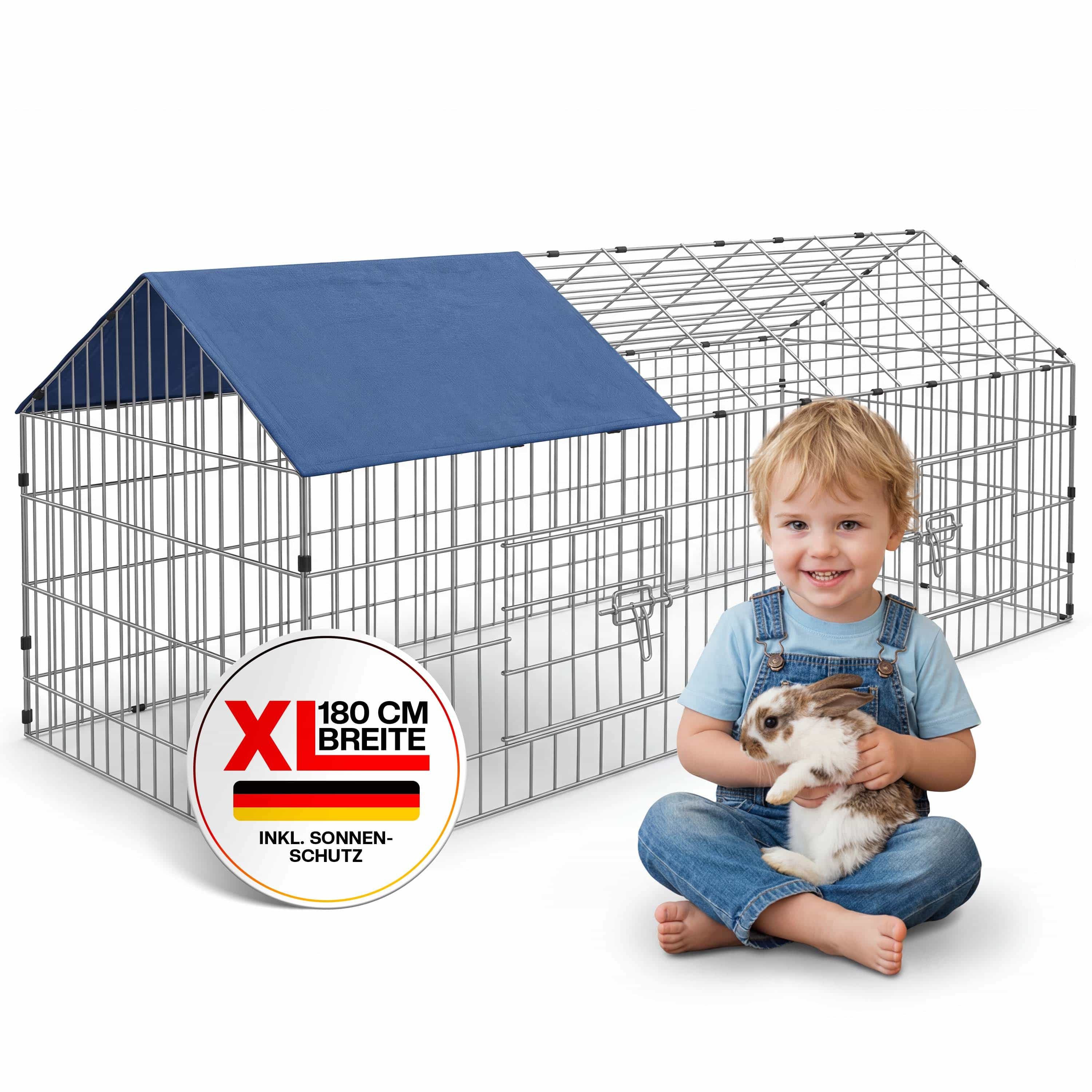 Cadoca Freigehege, Freilaufgehege 180x75x75cm Sonnenschutz Auslauf Garten Kaninchenstall von Cadoca
