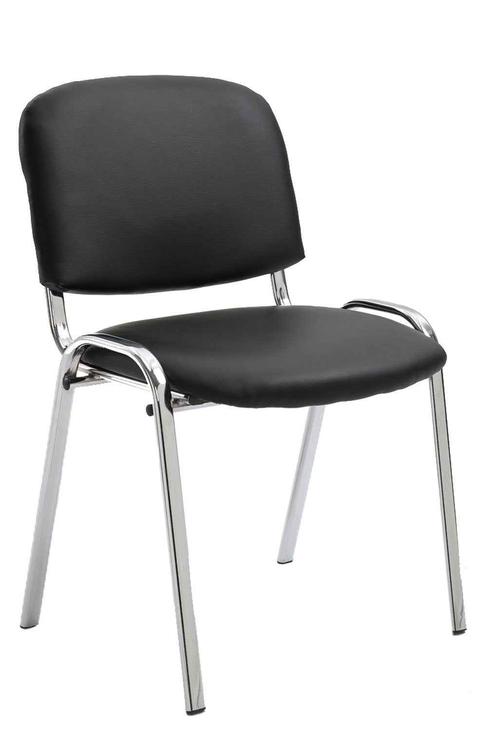 - - Gestell: Kunstleder Sitzfläche: (Besprechungsstuhl hochwertiger Polsterung Keen Besucherstuhl Warteraumstuhl - chrom Konferenzstuhl TPFLiving Metall - Messestuhl), mit schwarz