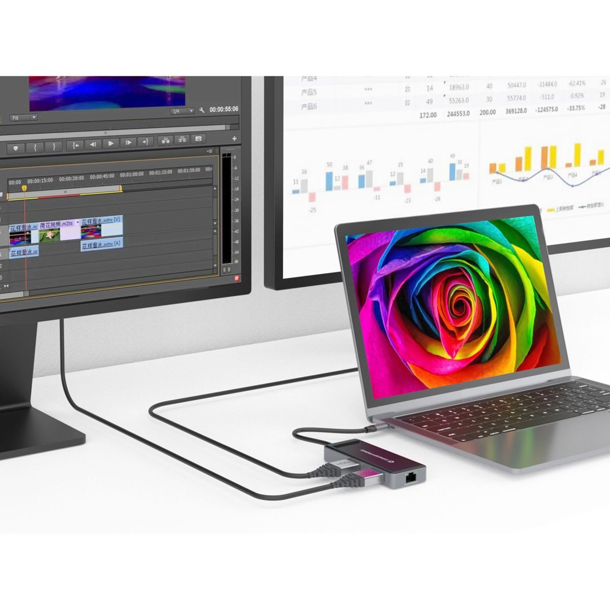 Conceptronic DONN14G 7-in1 USB 3.2 Docking Netzwerk-Switch